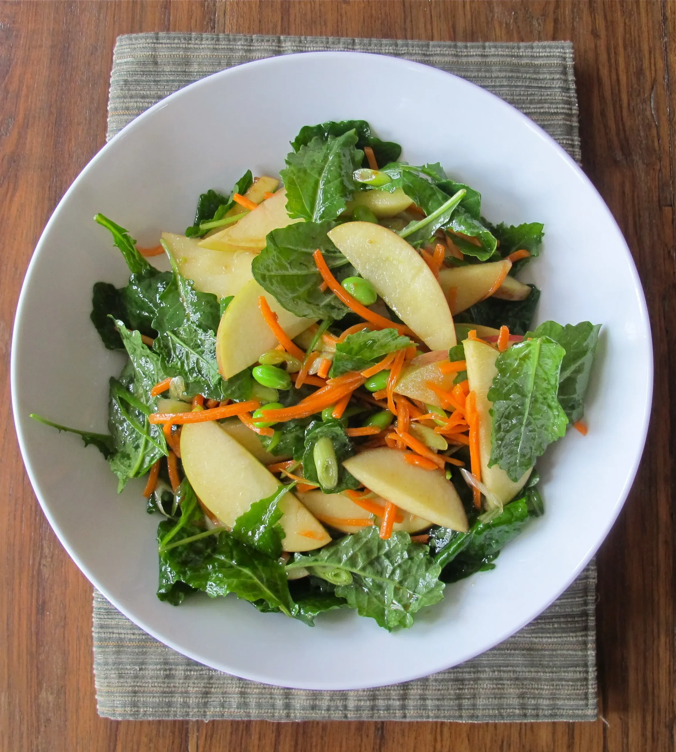 Asian Kale Salad with Farro, Apples, and Edamame