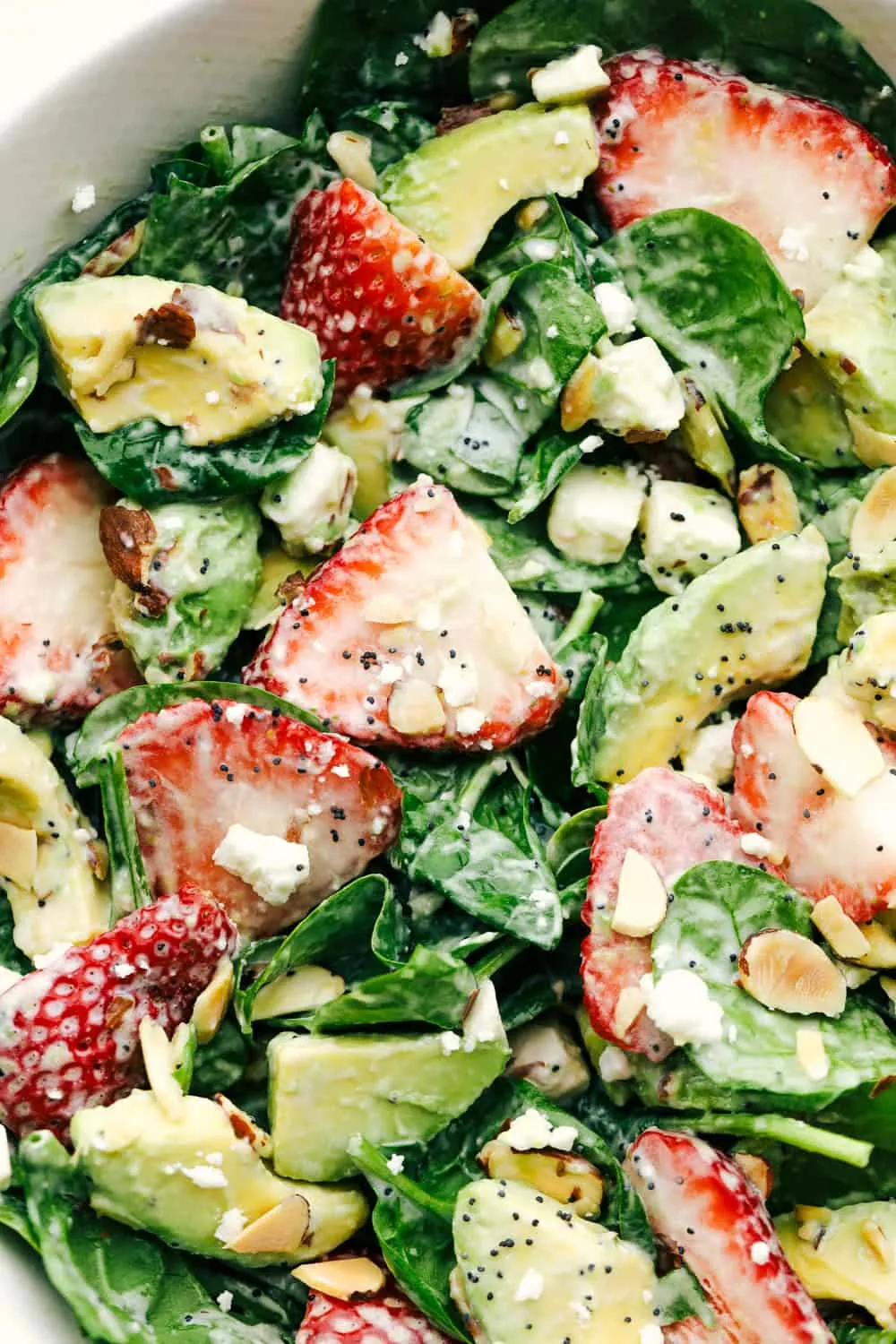 Avocado Strawberry Spinach Salad with Honey Mustard Vinaigrette