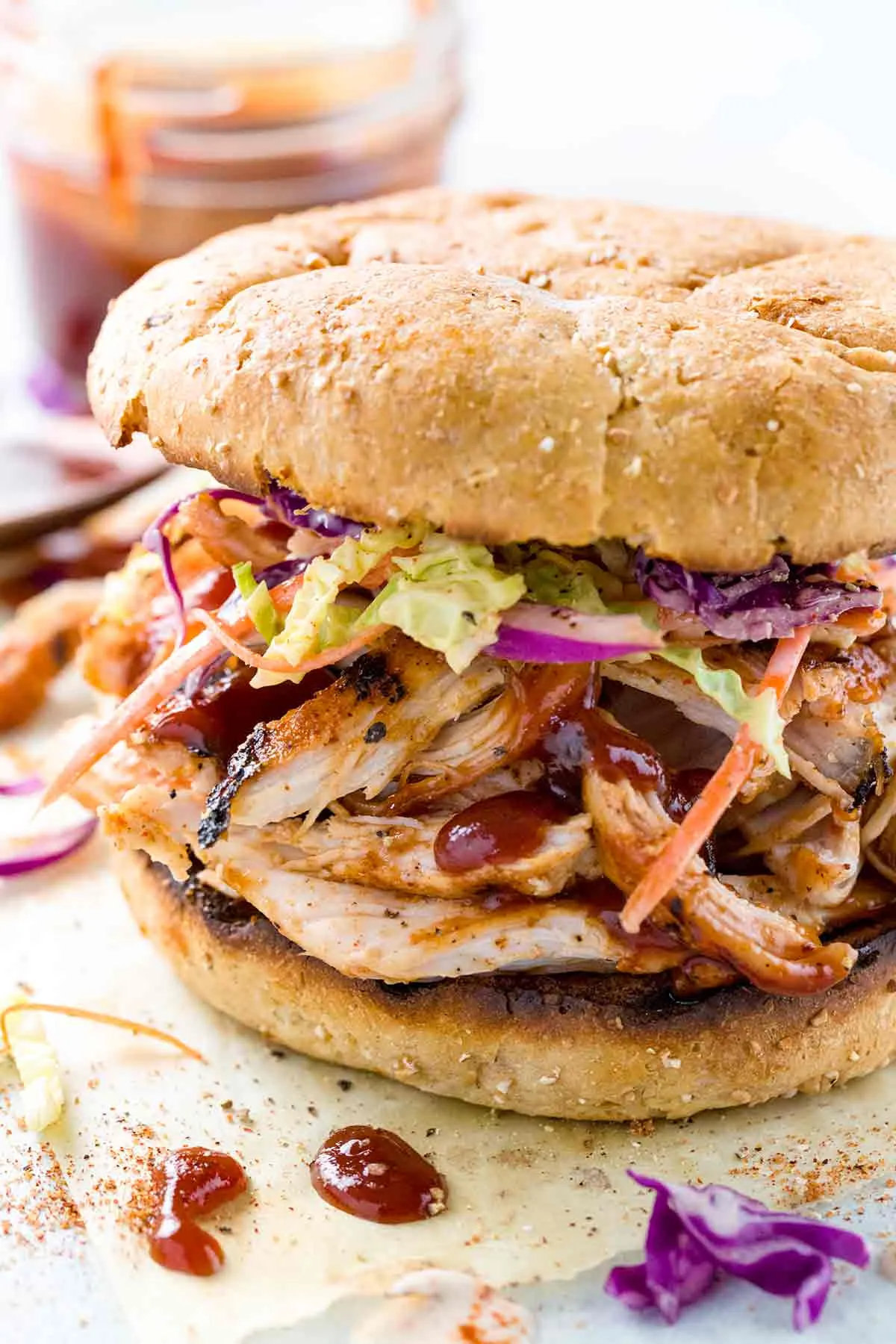 BBQ Pulled Chicken Sandwiches with Coleslaw
