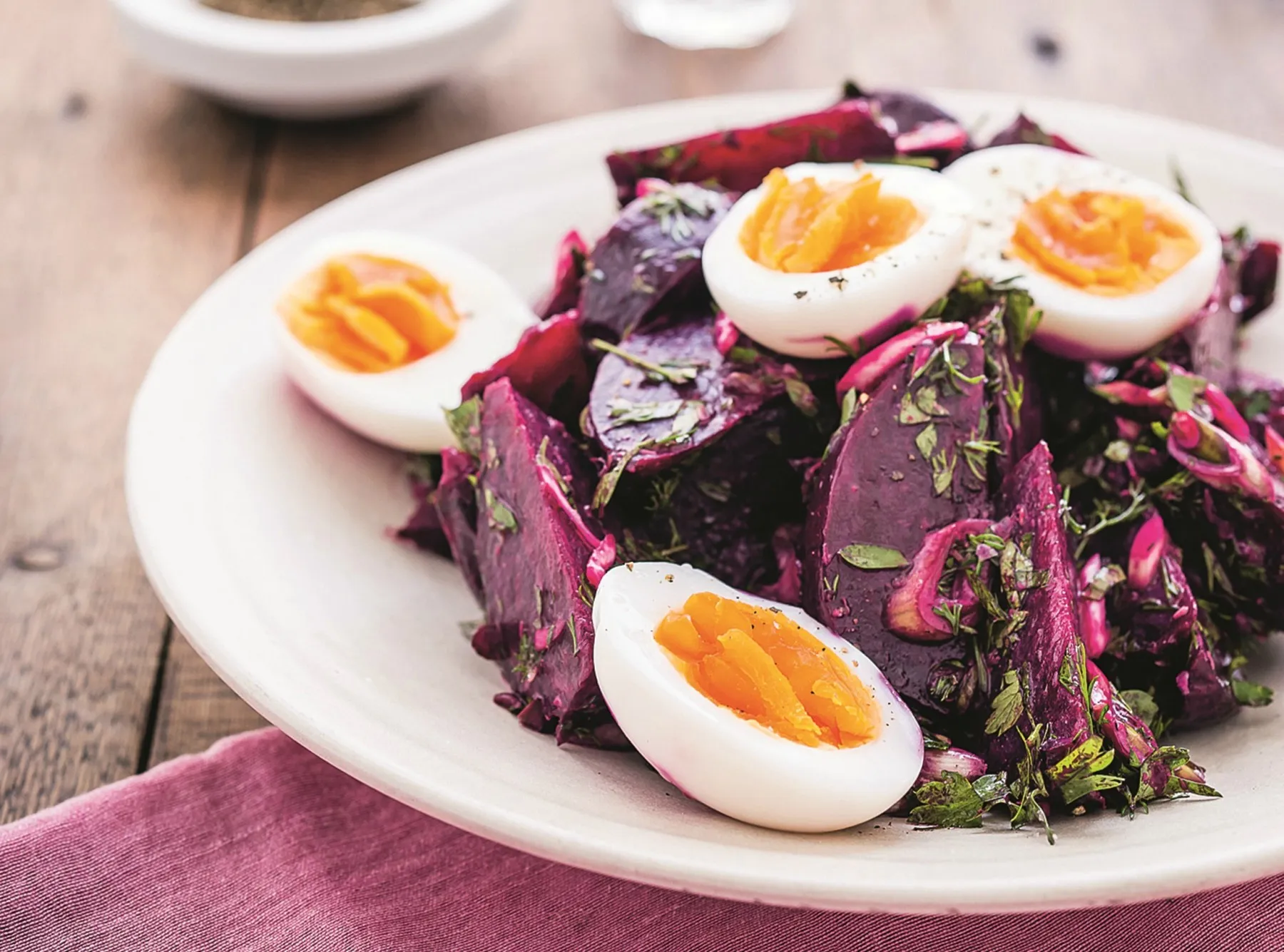 Baby Cos and Beetroot Salad with Soft Boiled Egg