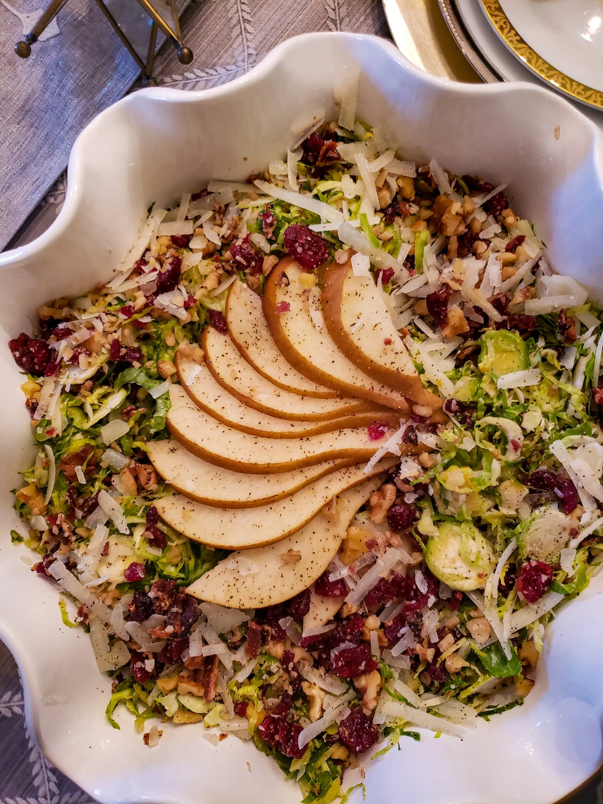 Bacon Cranberry Shaved Brussels Sprouts Salad