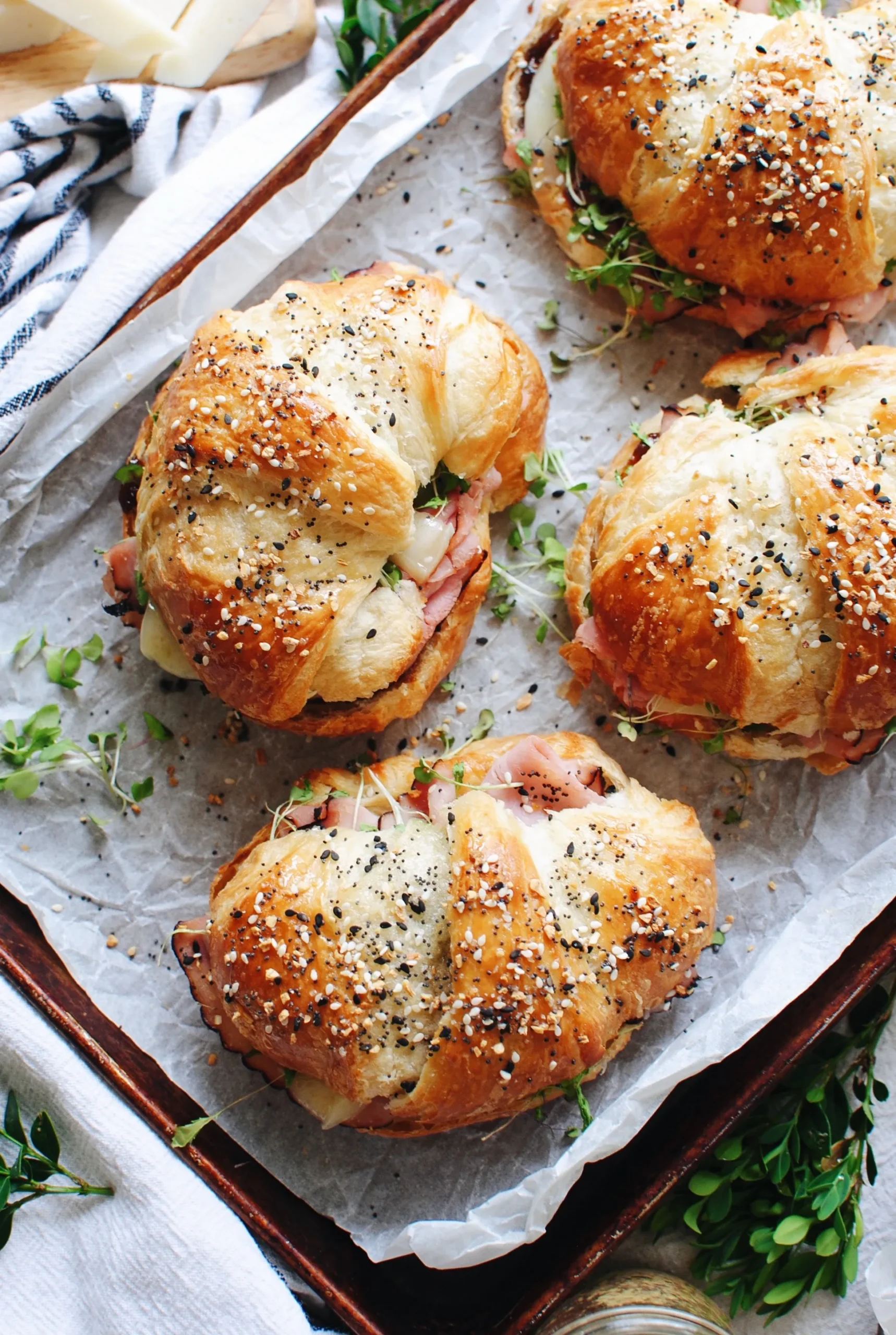 Baked Ham and Cheese Croissant Sandwiches