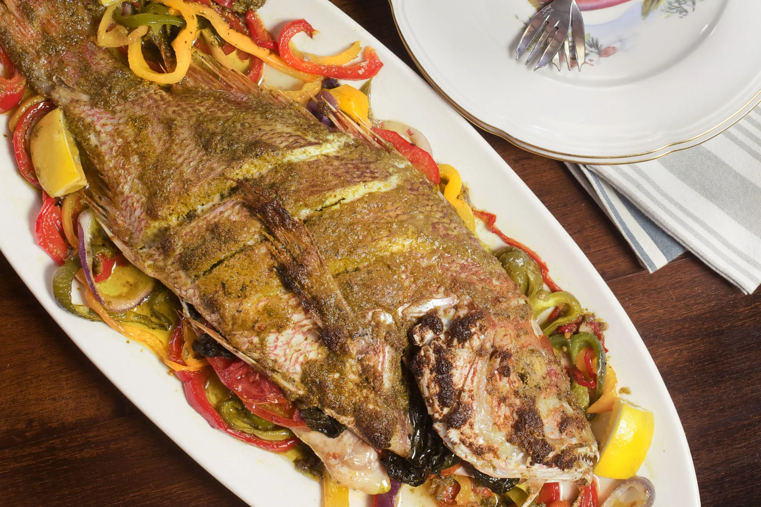 Baked Red Snapper with Sour Cream Stuffing