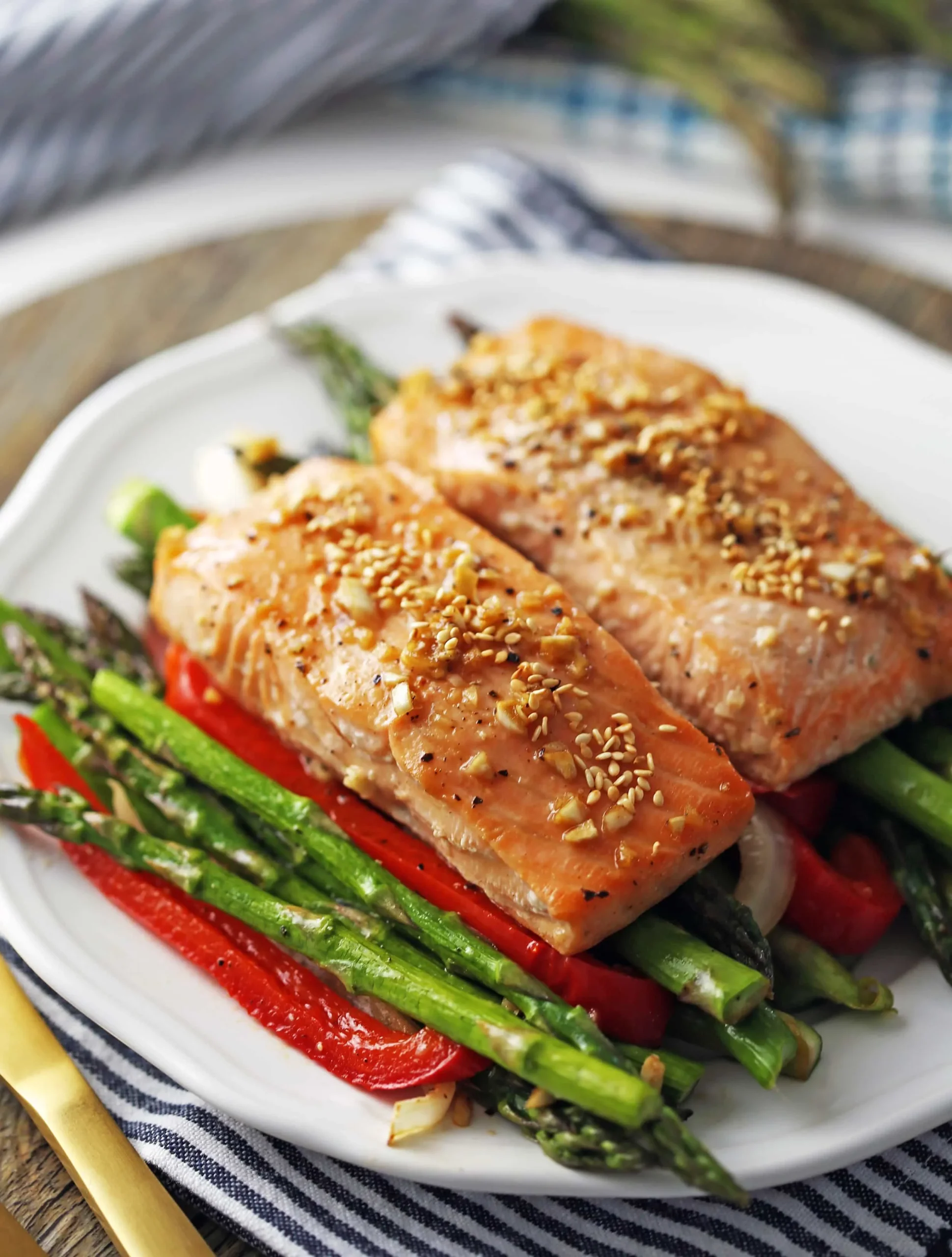 Baked Salmon with Asparagus and Roasted Beets