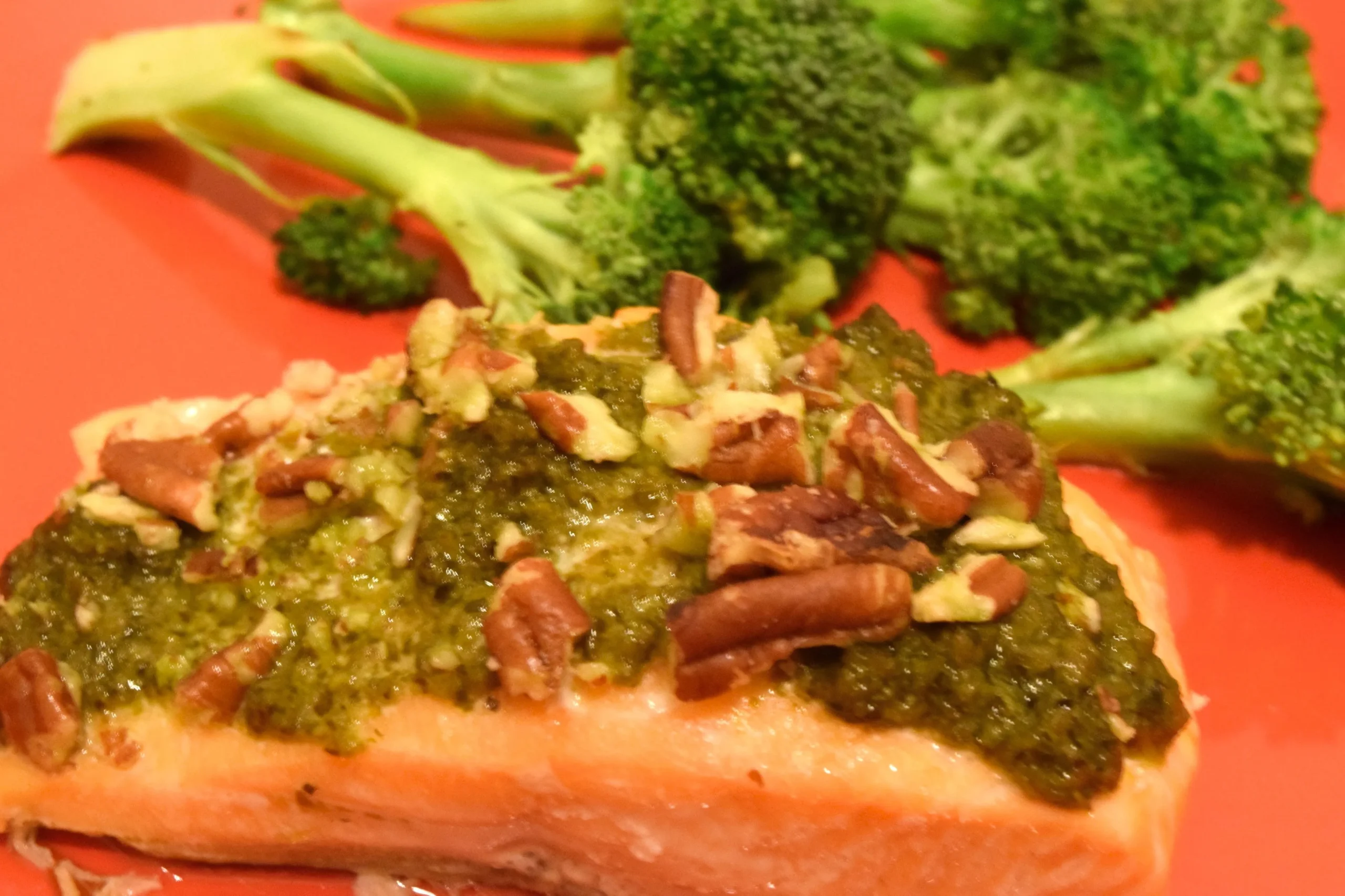 Baked Salmon with Pesto and Pecans