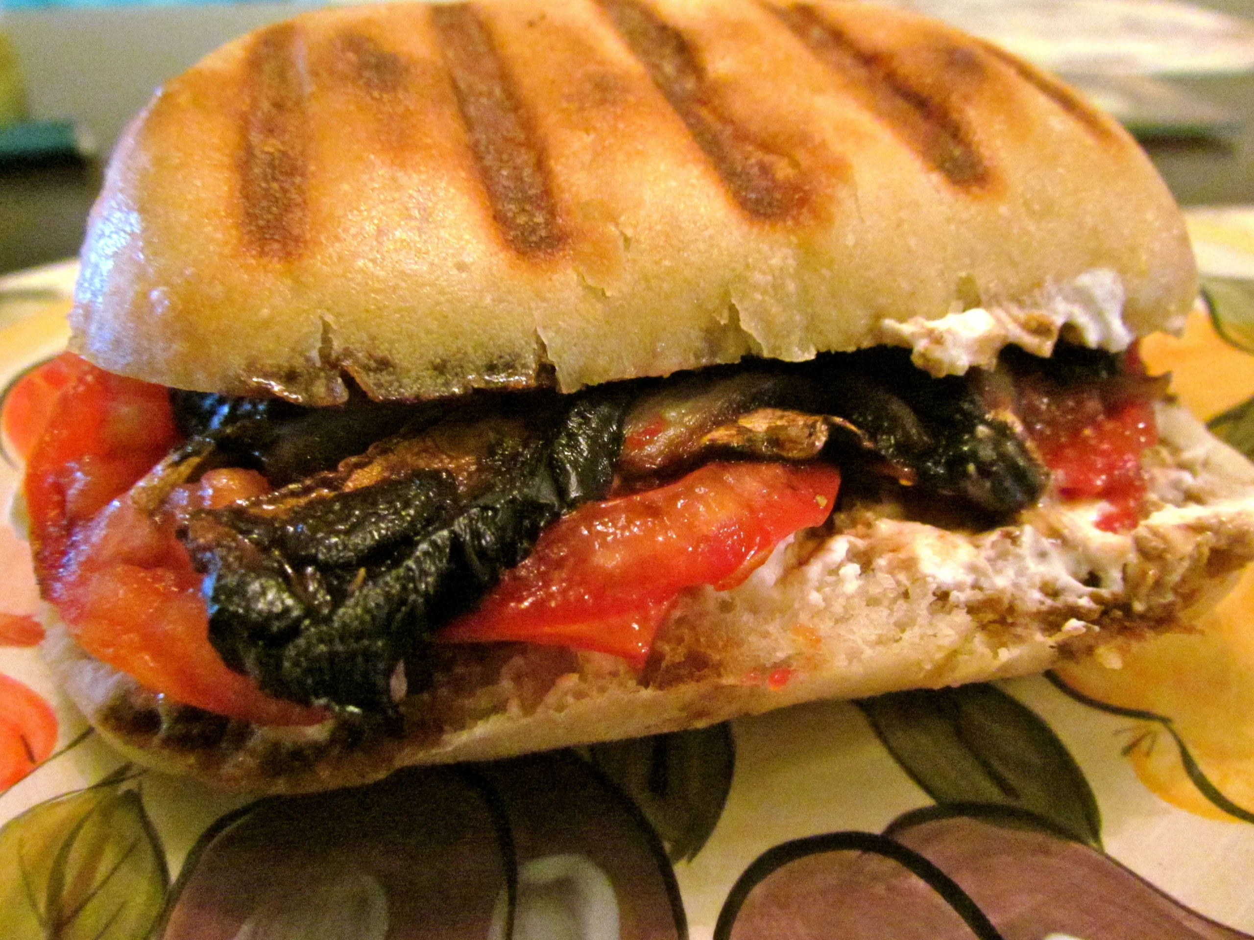 Balsamic Portobello Swiss Chard Panini