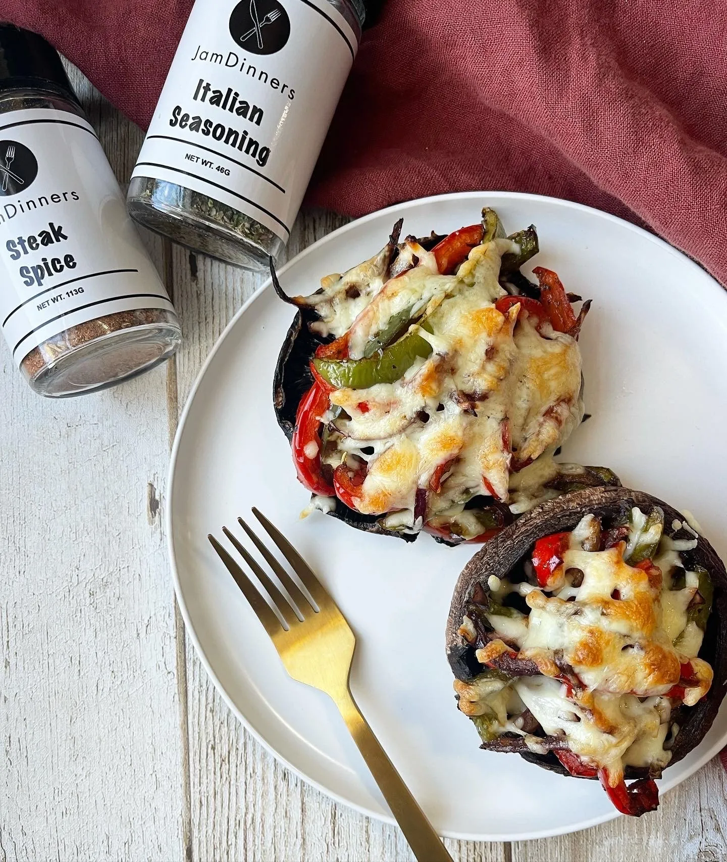 Balsamic Steak Stuffed Portobellos with Pistachio Pesto