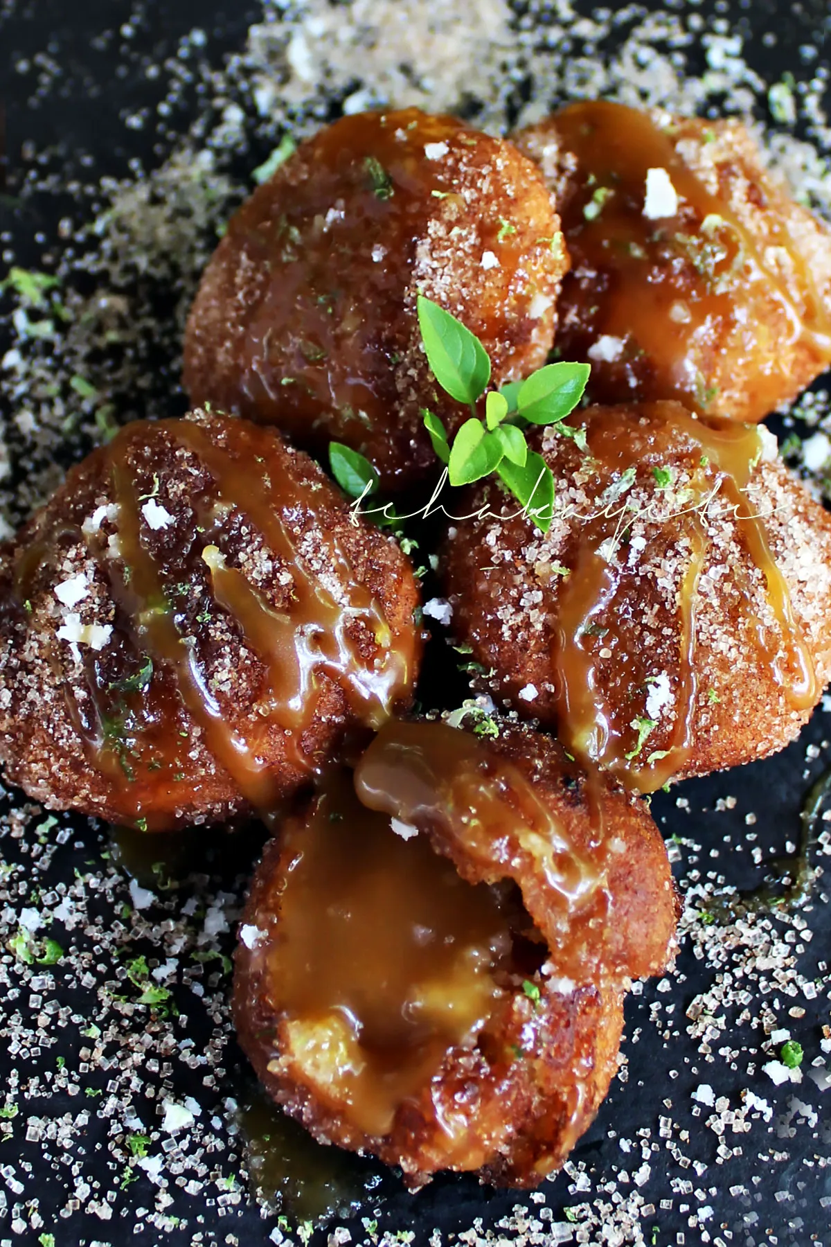 Banana Beignets with Banana Caramel Sauce