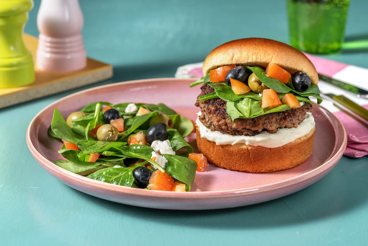 Beef Burgers with Feta and Tomato