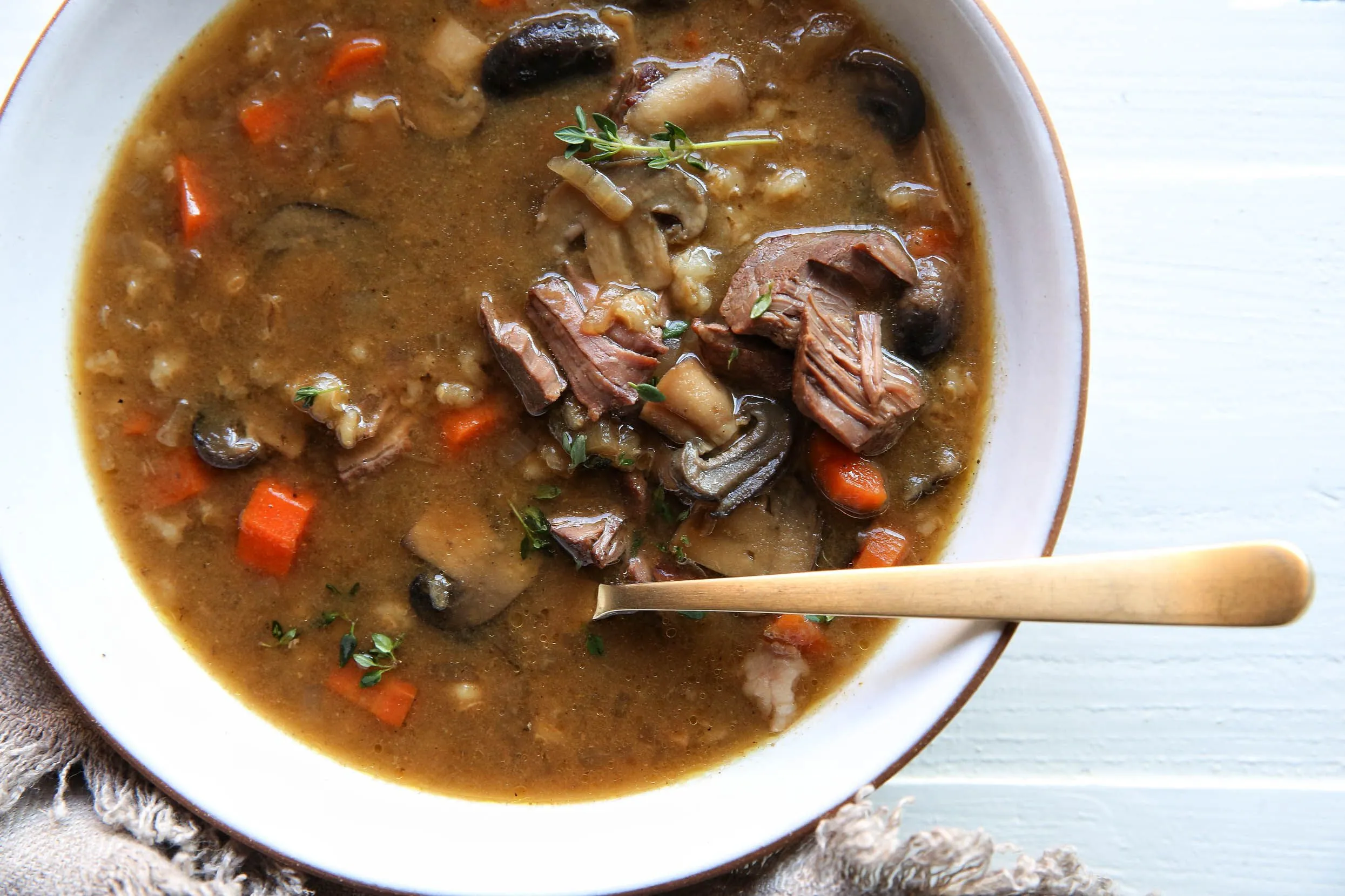 Beefy Mushroom and Barley Stew