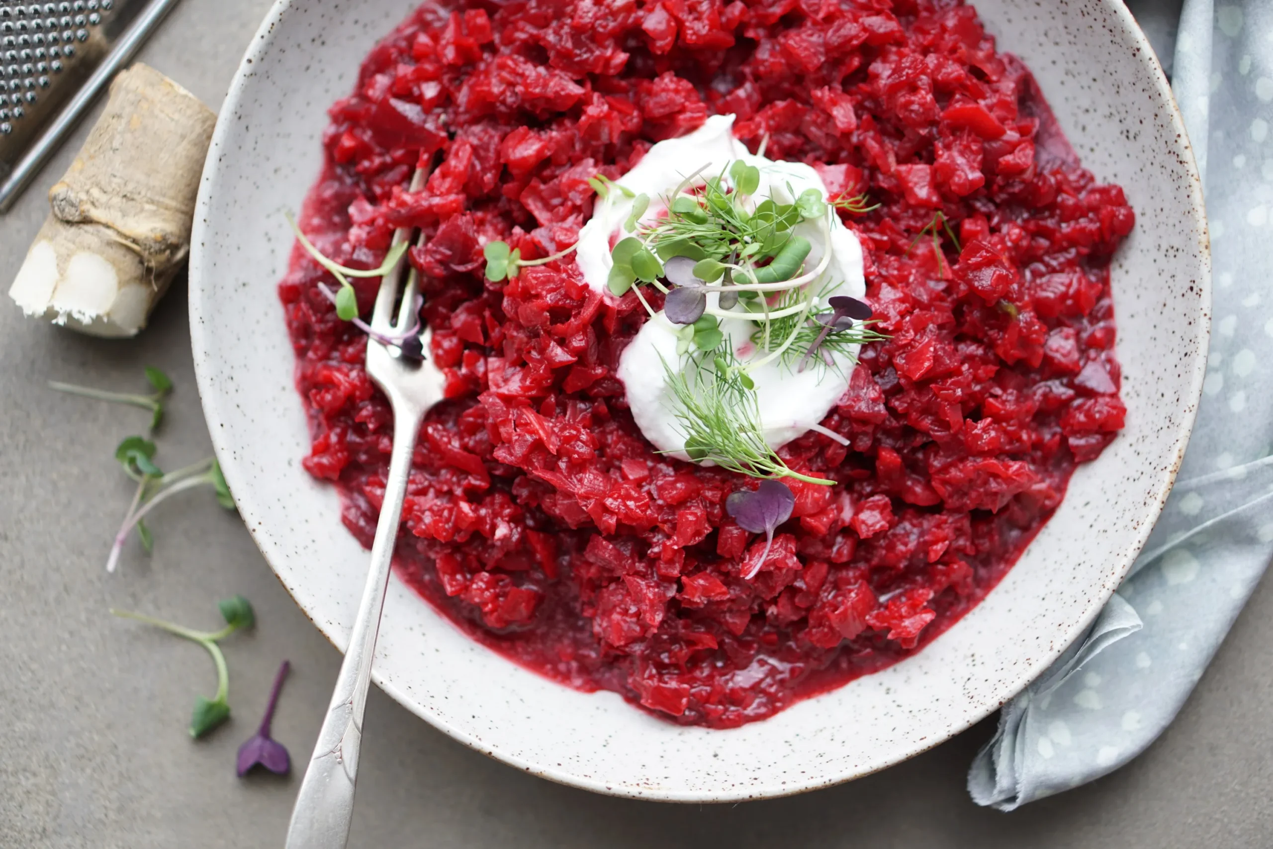 Beetroot Horseradish Risotto Savoury Macarons