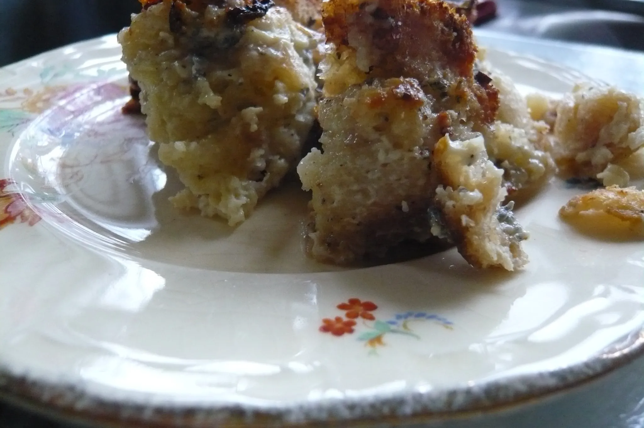 Blue Cheese Bread Pudding with Green Chile Stew