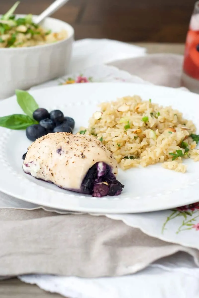 Blueberry Basil Chicken with Rice Pilaf