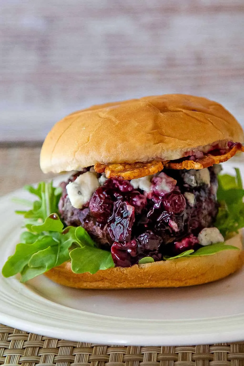 Blueberry Blue Cheese Bacon Burger