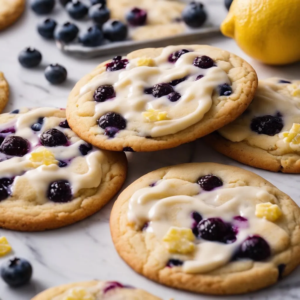 Blueberry Lemon and White Chocolate Chunk Cookies