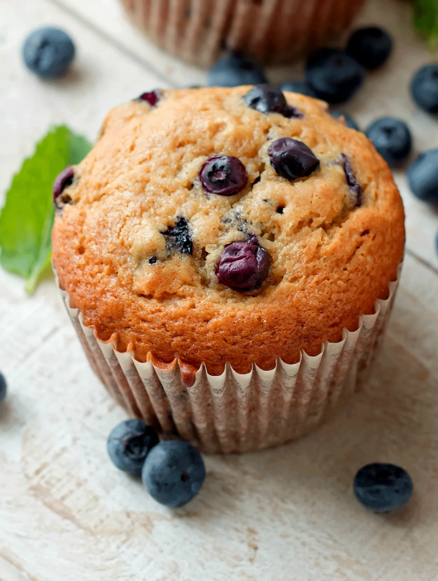 Blueberry Muffins with Frozen Blueberries and Sour Cream