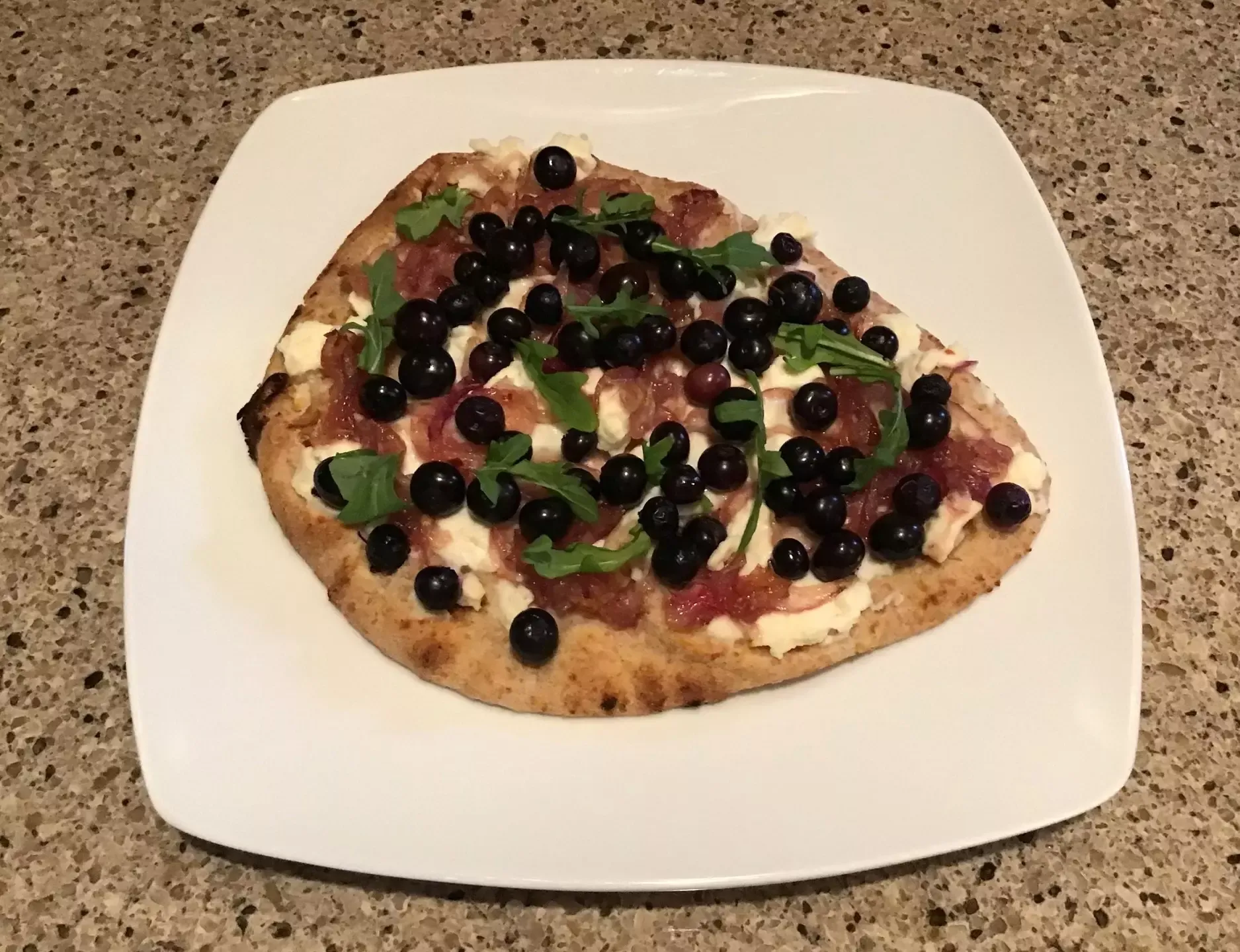 Blueberry and Honey Caramelized Onion Naan Pizza