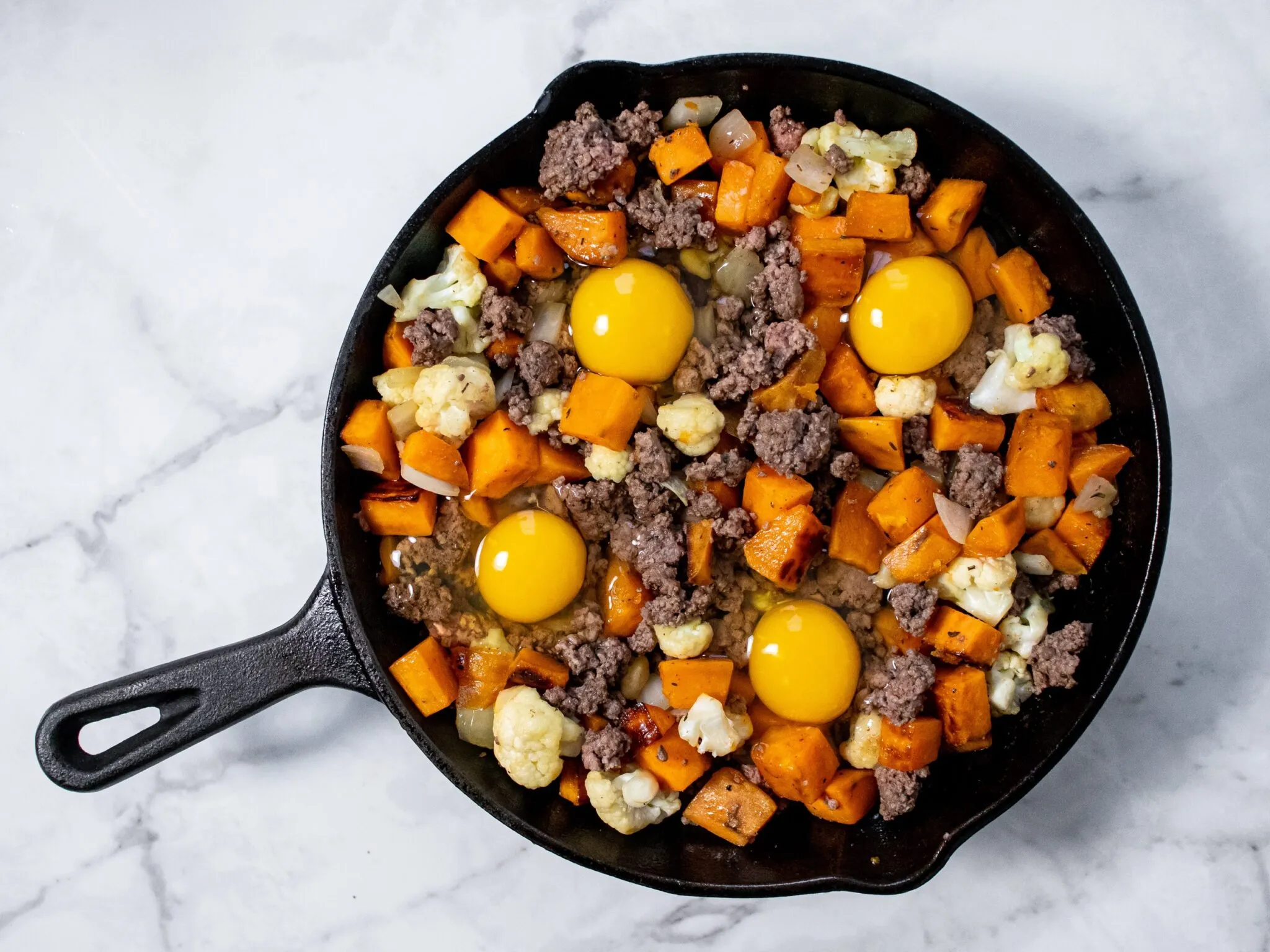 Bowl of Doom Sweet Potato and Bison Breakfast Hash