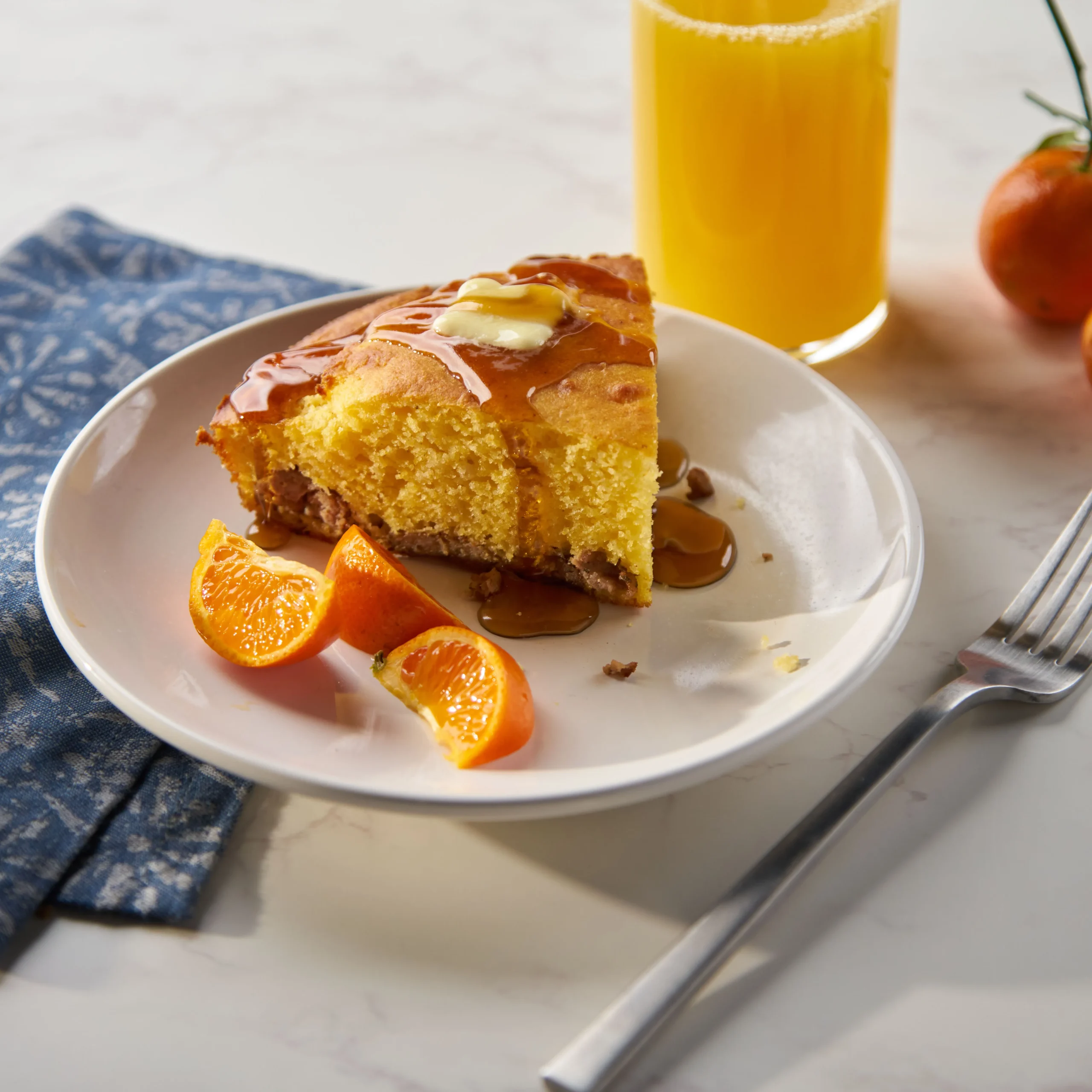 Breakfast Cake with Hot Maple Syrup