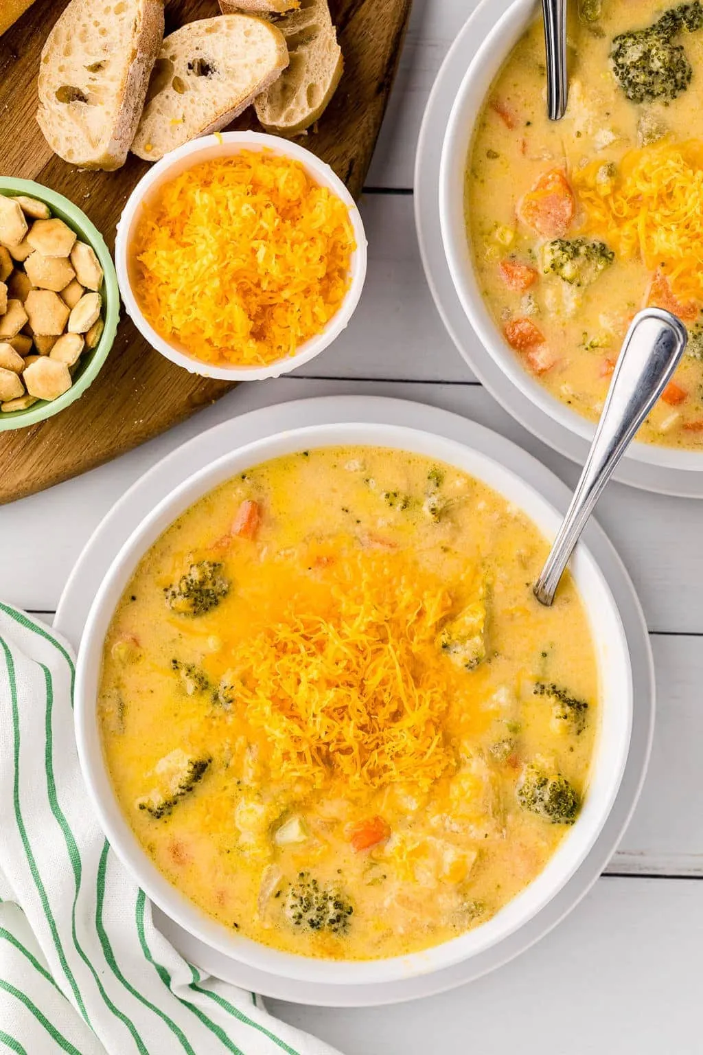 Broccoli Cheddar Matzah Ball Soup