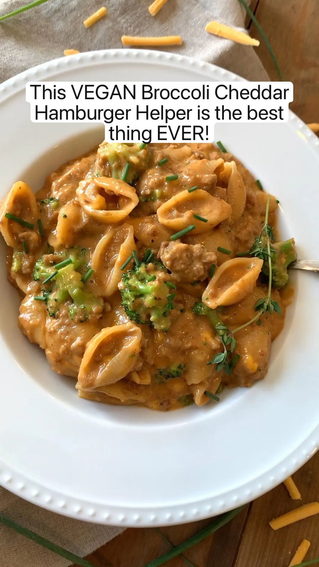 Broccoli Cheddar Vegan Hamburger Helper