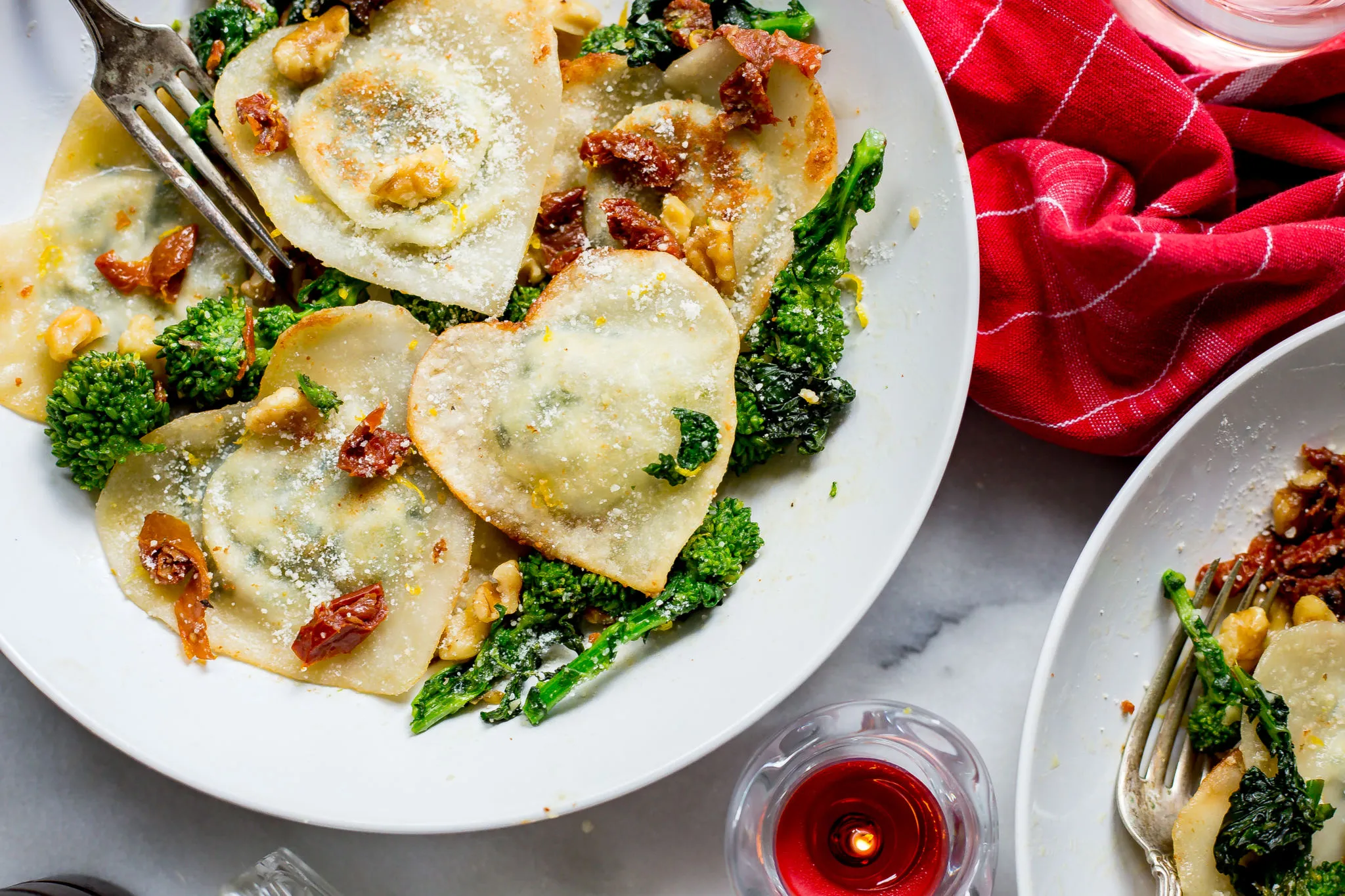 Broccoli Ravioli with Shallots and Lemon Balm Tuscan