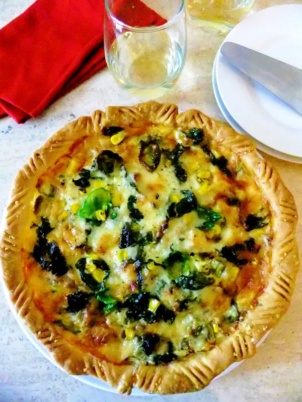 Brussels Sprout Kale Corn Pie