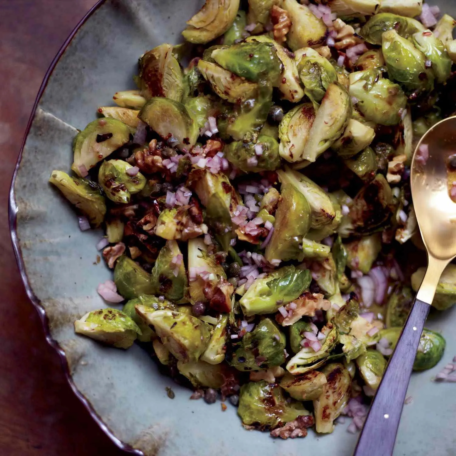 Brussels Sprouts with Walnuts and Capers
