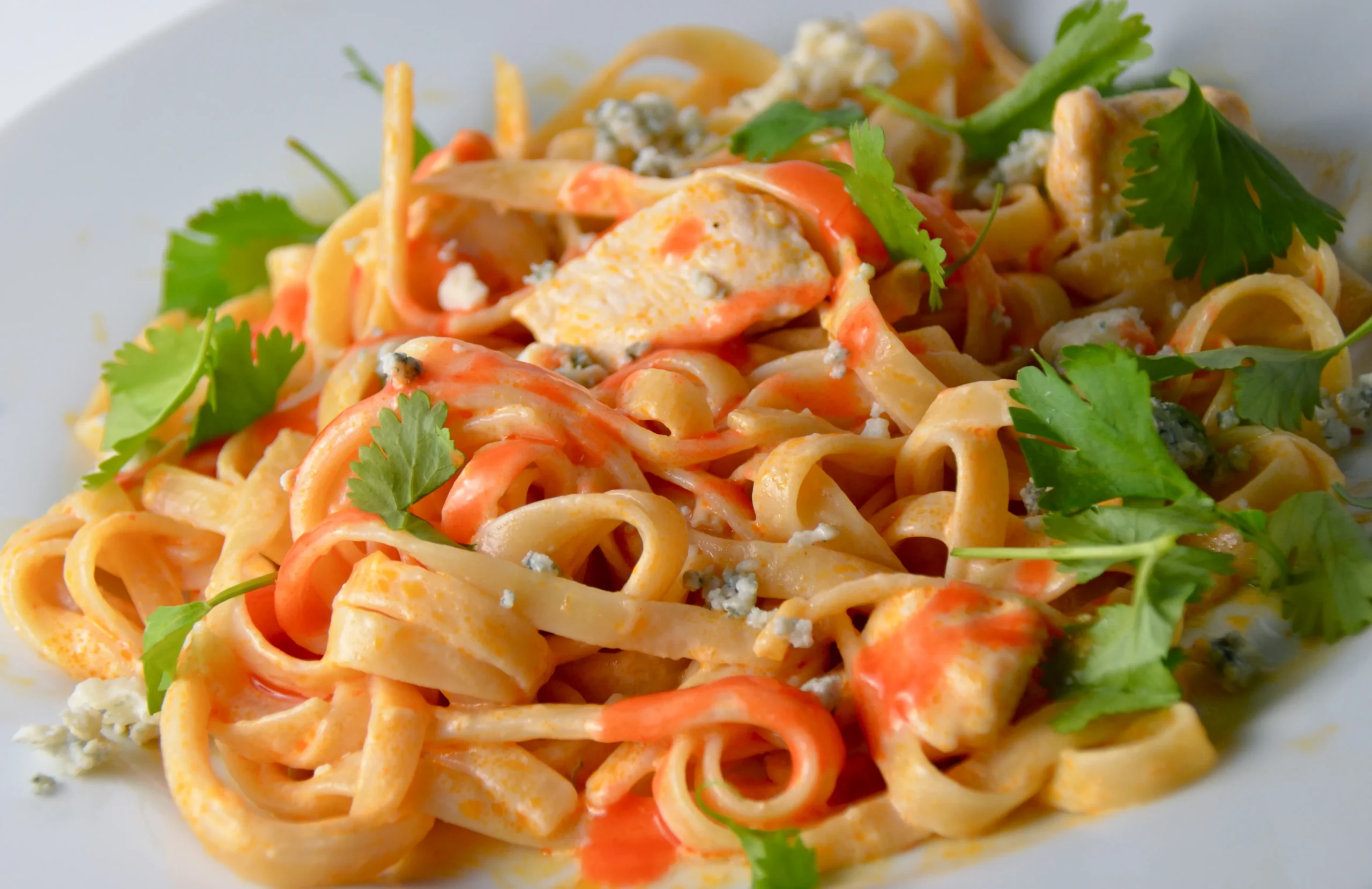 Buffalo Chicken Blue Cheese Fettuccine Alfredo