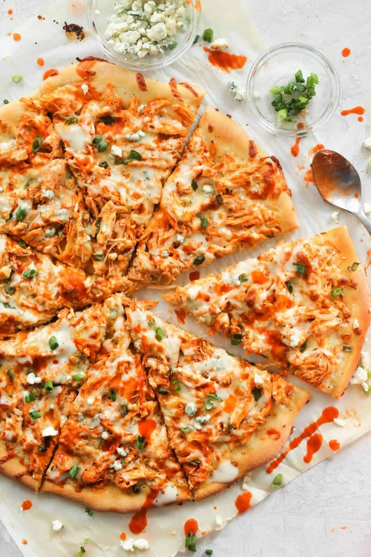 Buffalo Chicken Pizza with Carrot Cucumber Slaw