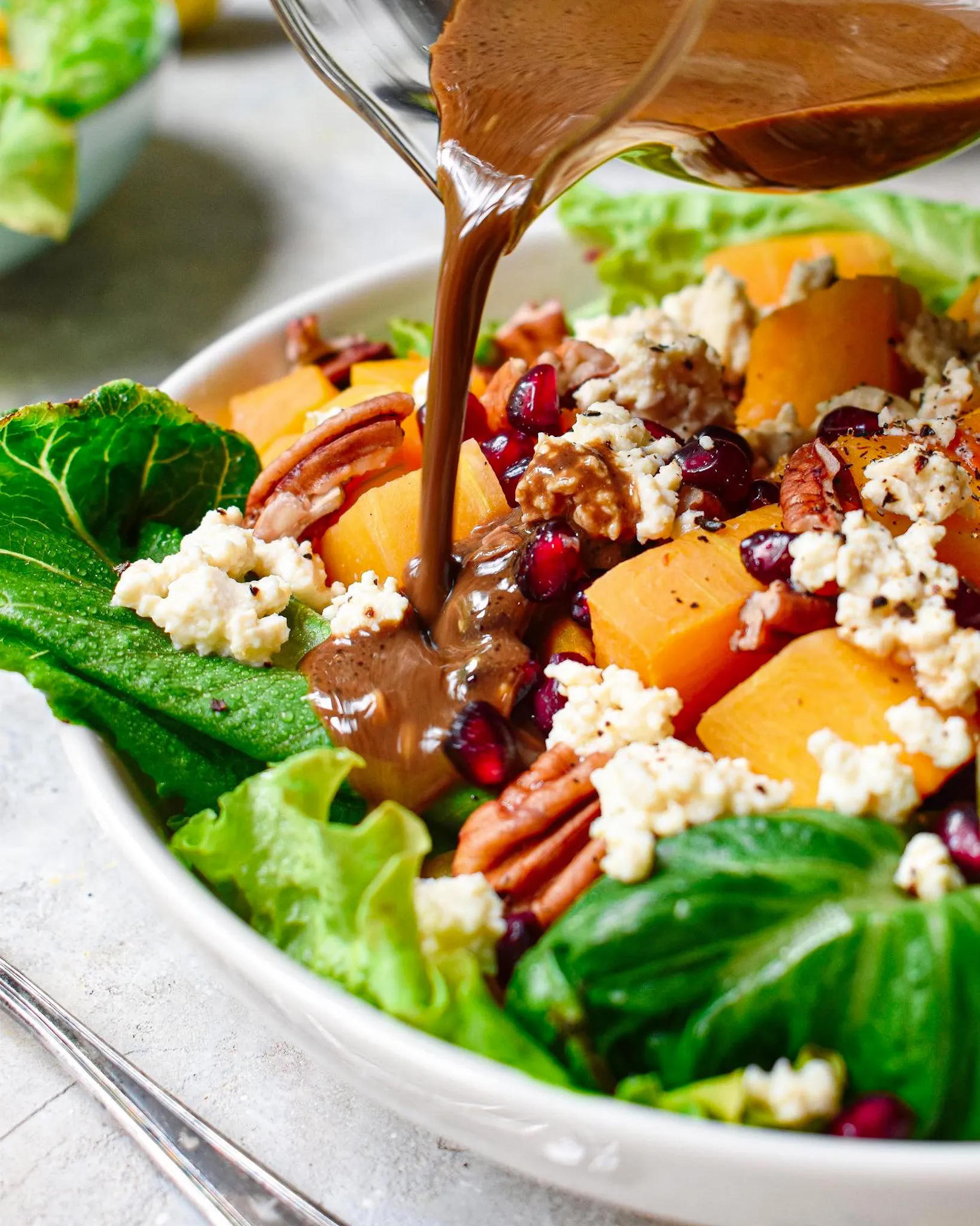 Butternut Squash Pomegranate Roquefort Salad
