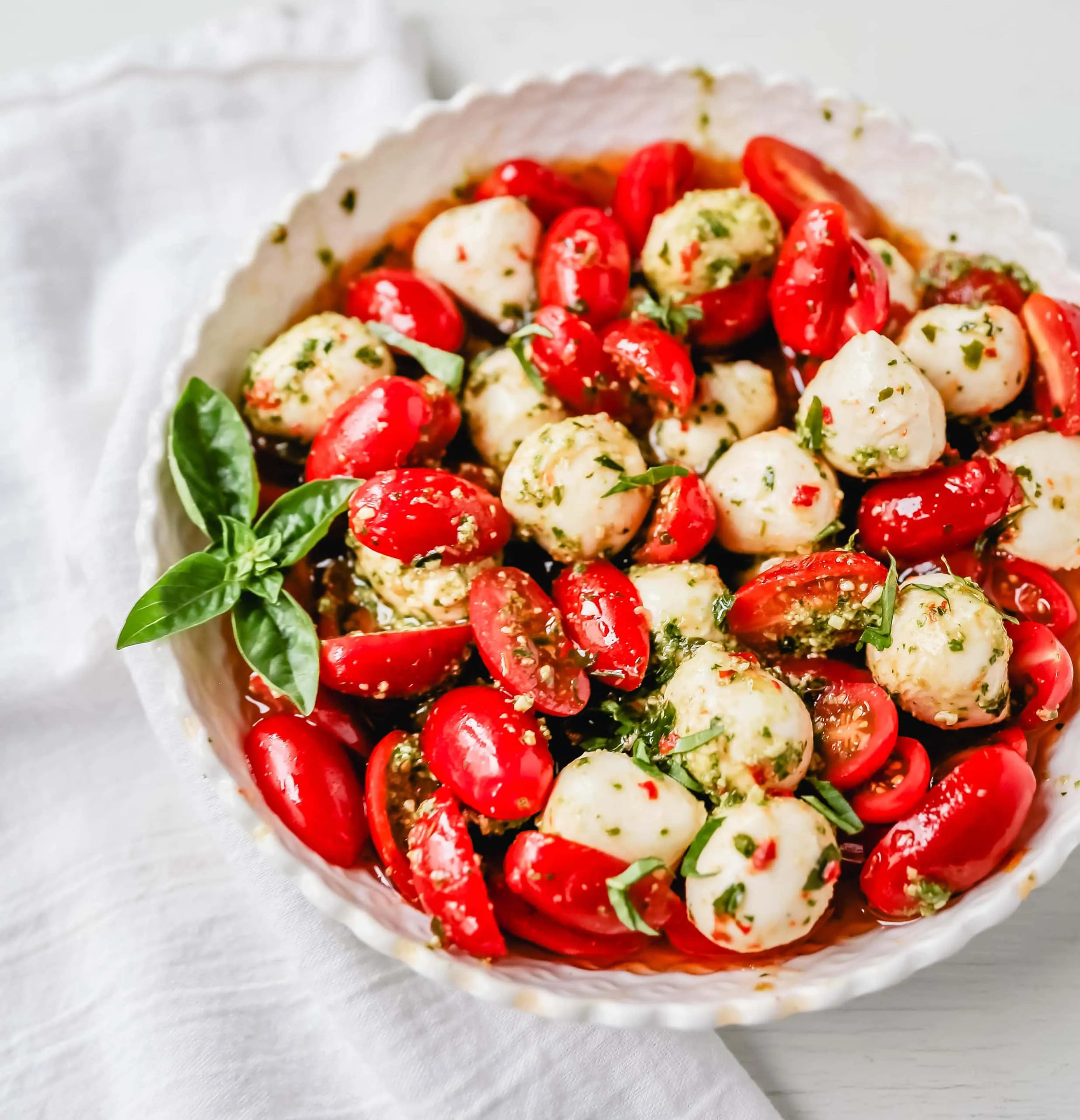 Caprese Olive Salad with Green Olive Pesto