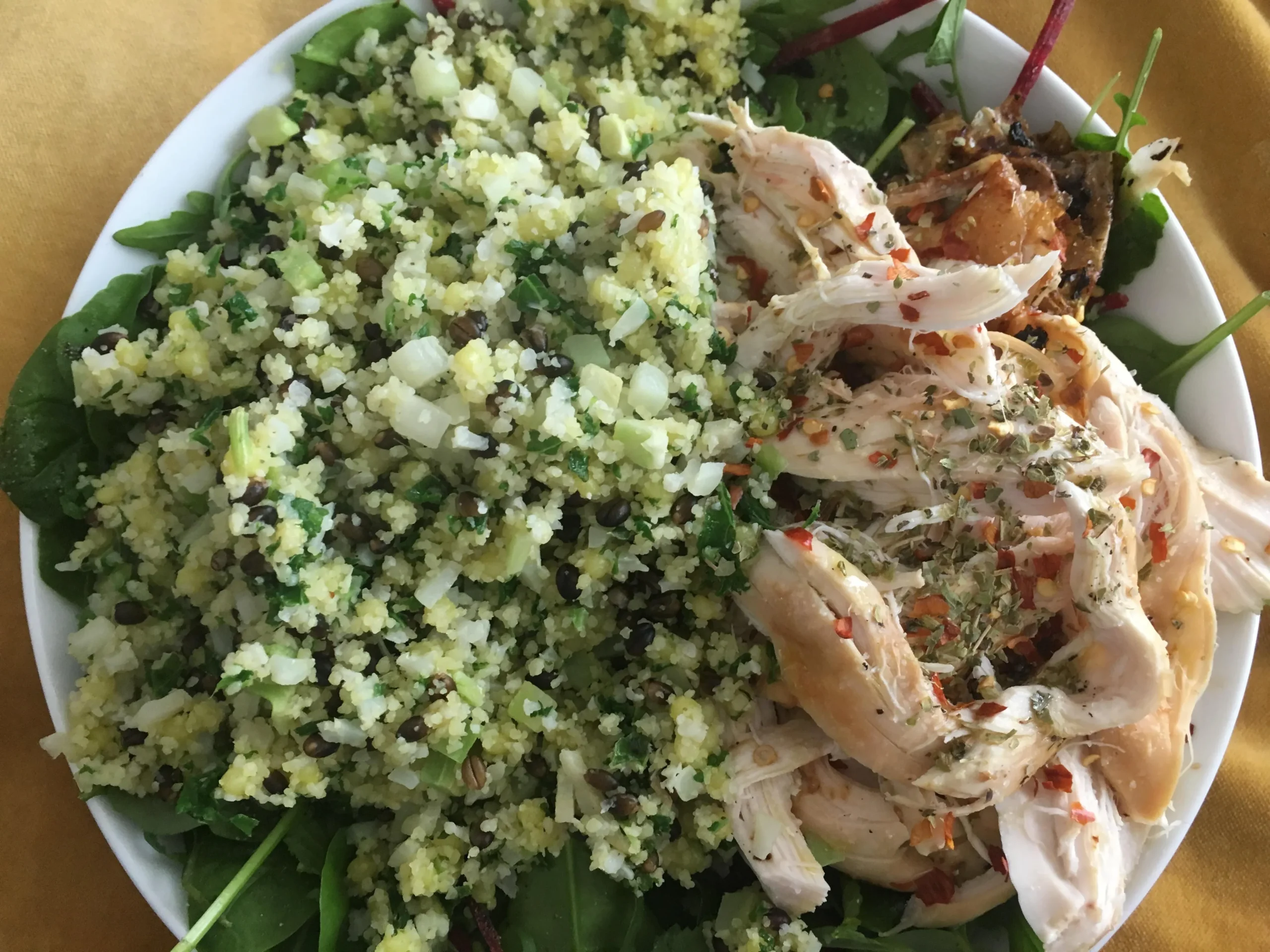 Cauliflower Couscous Chicken Salad