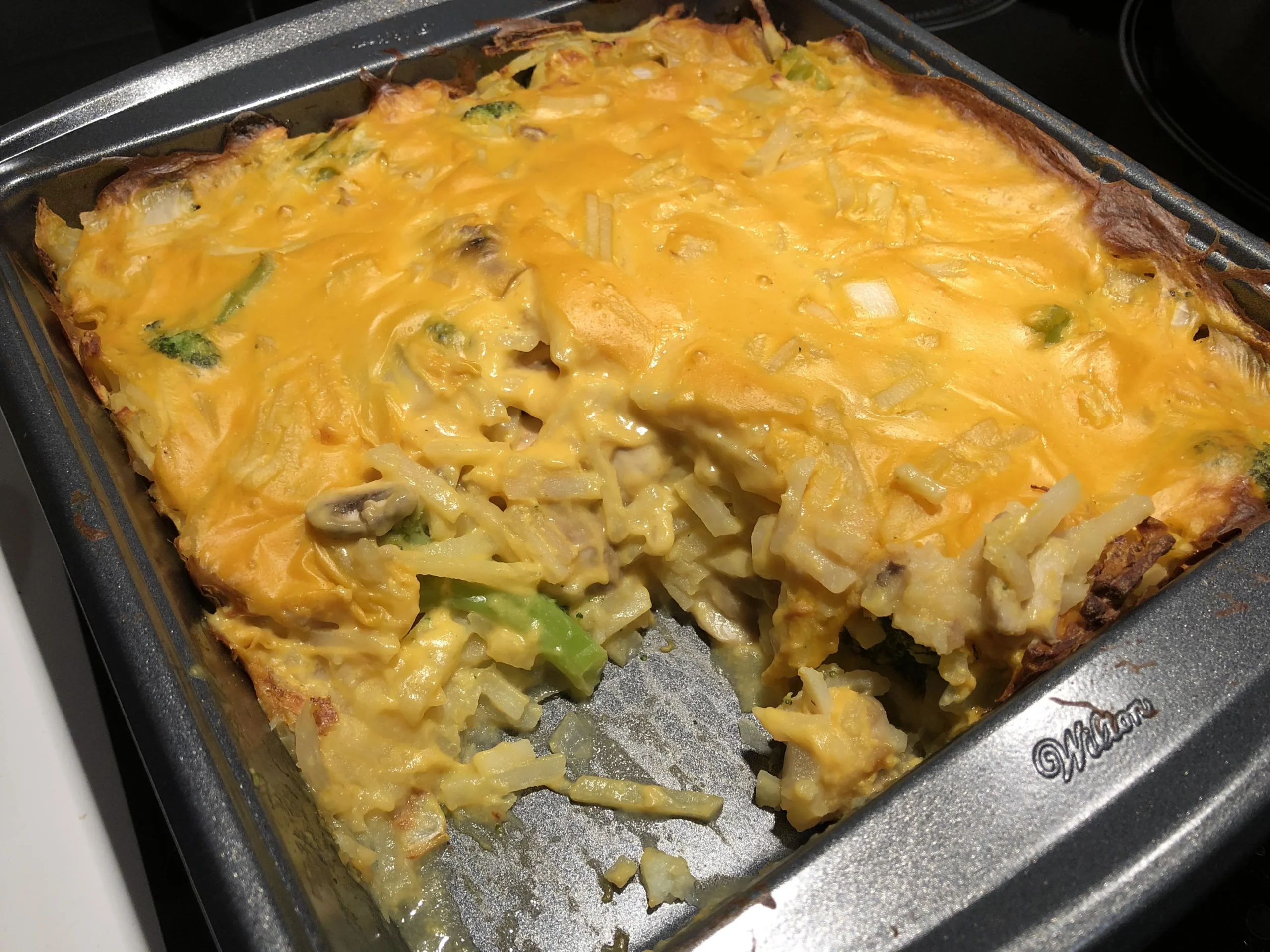 Cheesy Broccoli Hashbrown Bake Oil Free