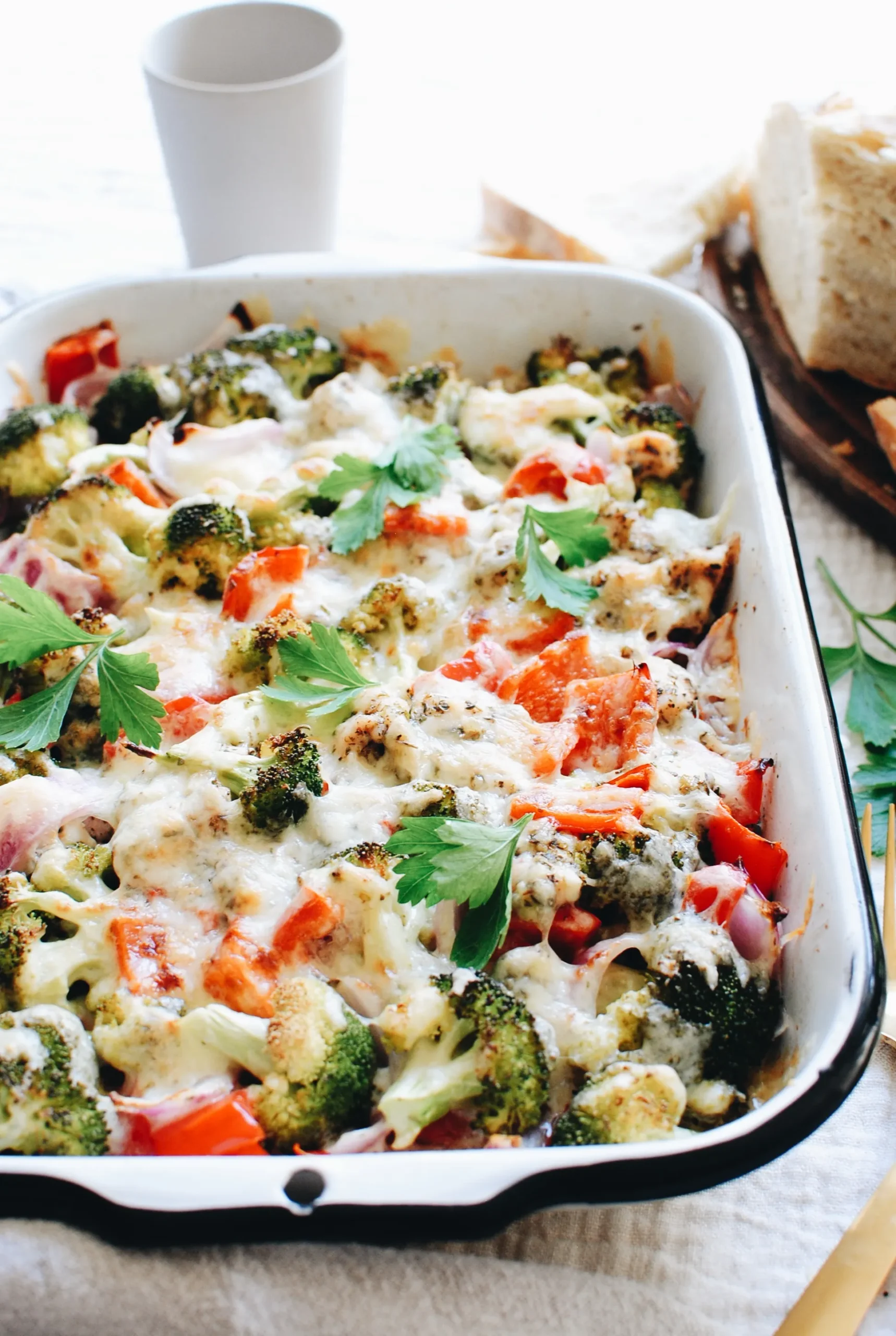 Cheesy Chicken Veggie Skillet over Noodles