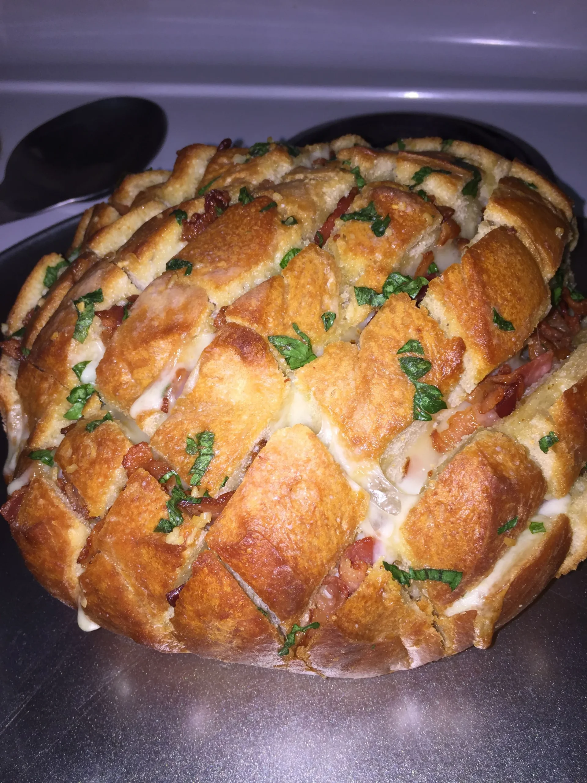 Cheesy Onion Bread with Bacon