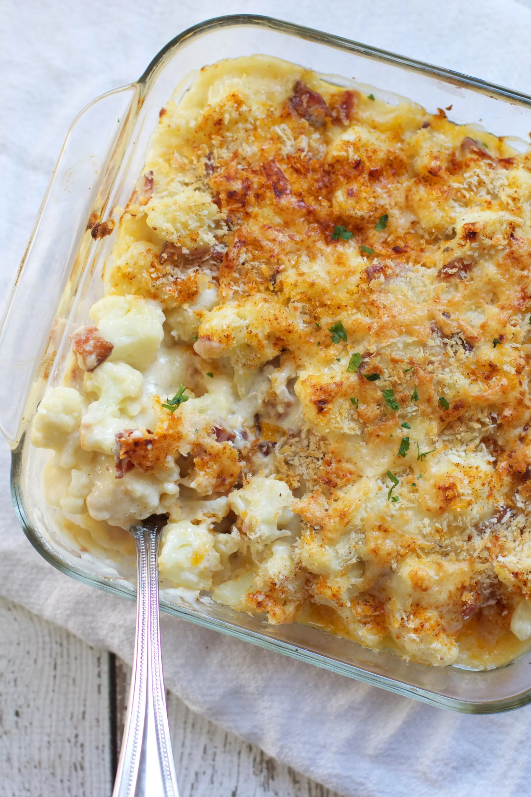 Cheesy Oven Roasted Cauliflower Au Gratin