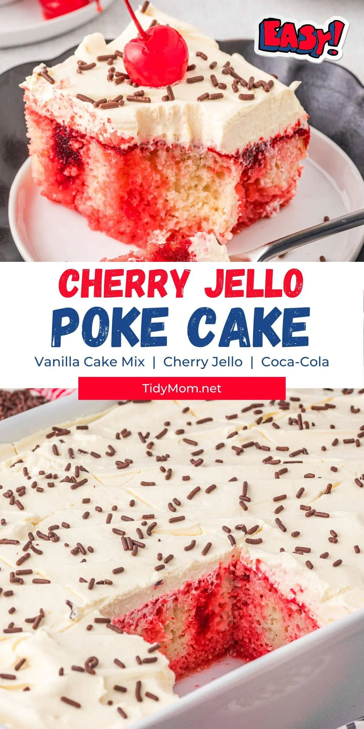 Cherry Jello Coke Poke Cake