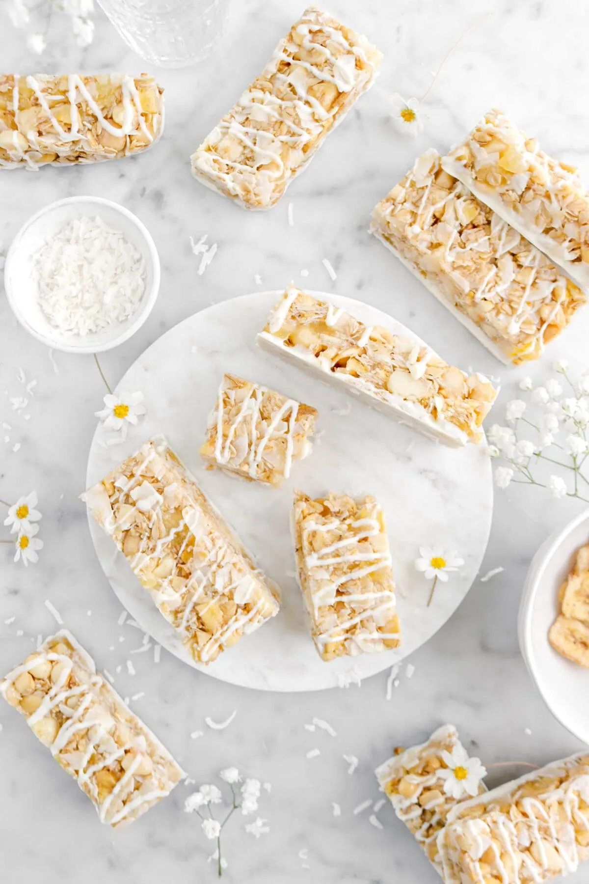 Chewy Macadamia Nut Pineapple Banana and Coconut Granola Bars