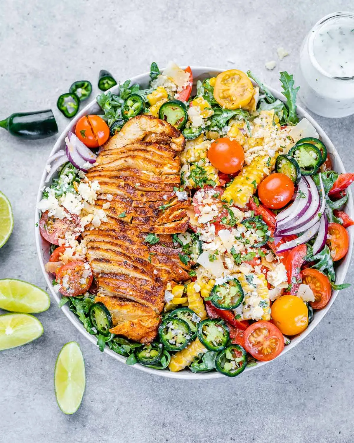 Chicken Arugula Salad with Ginger Pomegranate Dressing