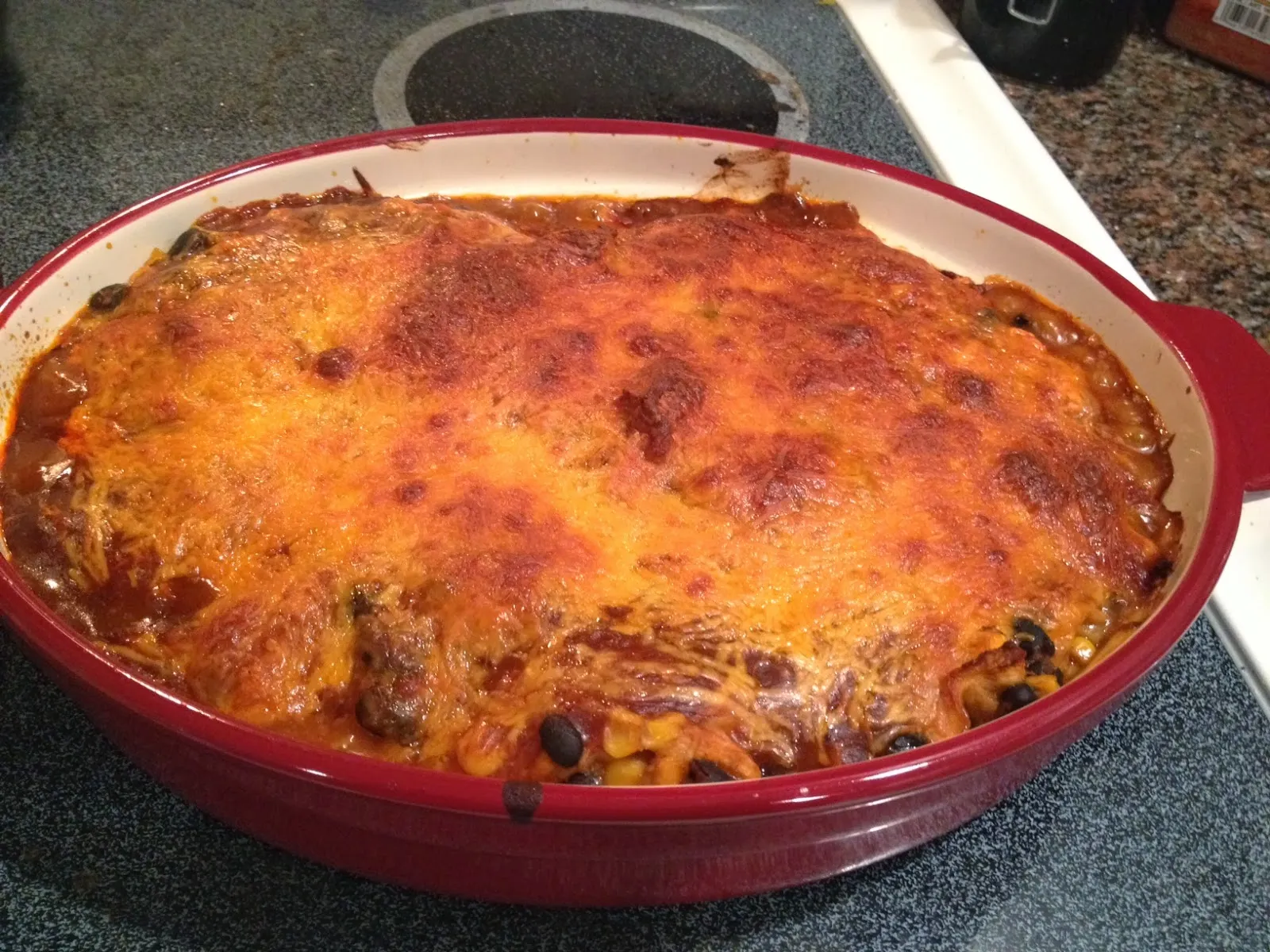 Chicken Black Bean and Corn Enchilada Casserole