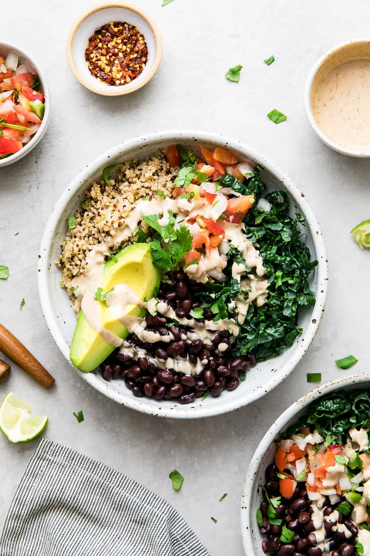 Chicken Burrito Bowls with Black Beans and Kale