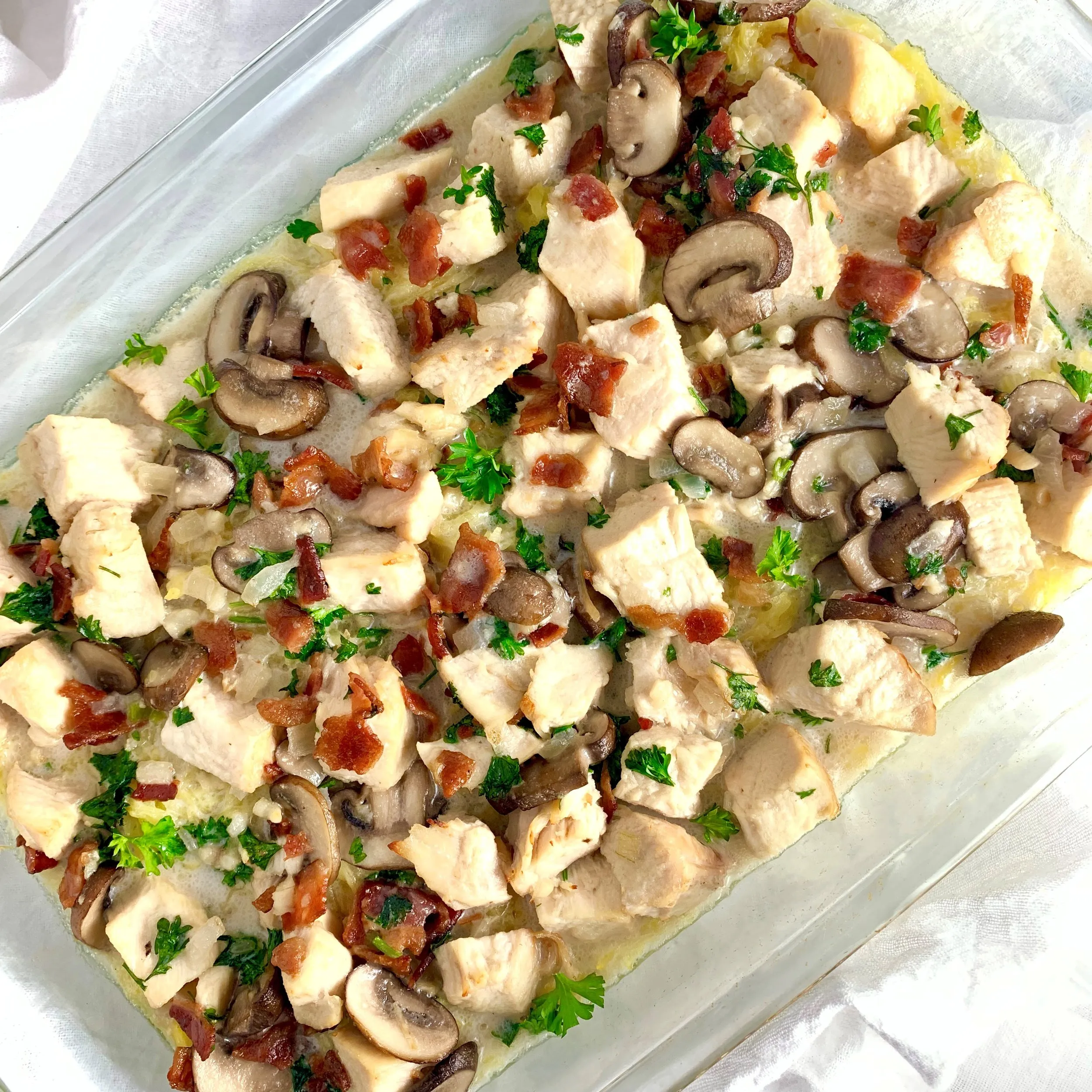 Chicken Carbonara Spaghetti Squash Casserole