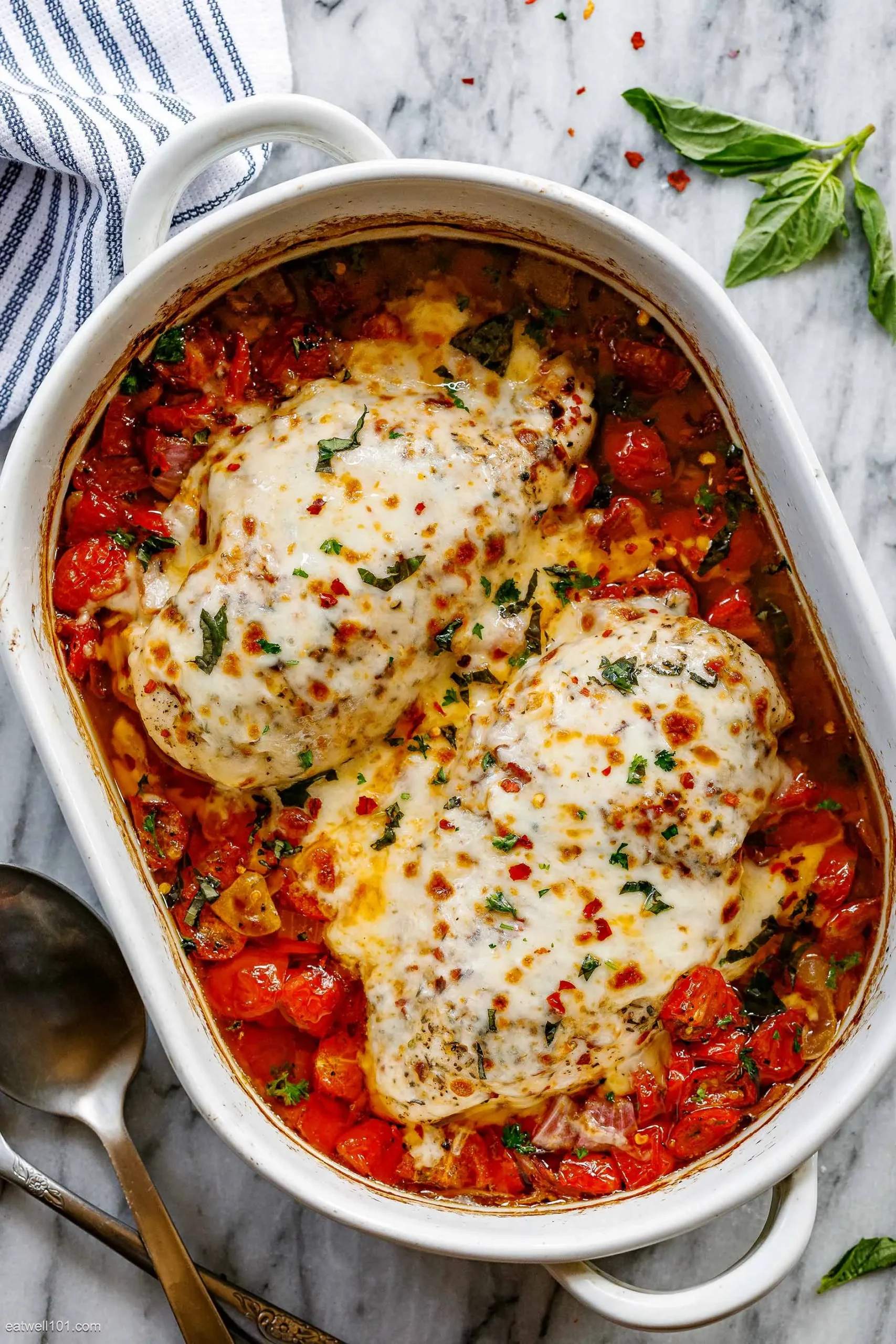 Chicken Casserole with Mozzarella and Tomato