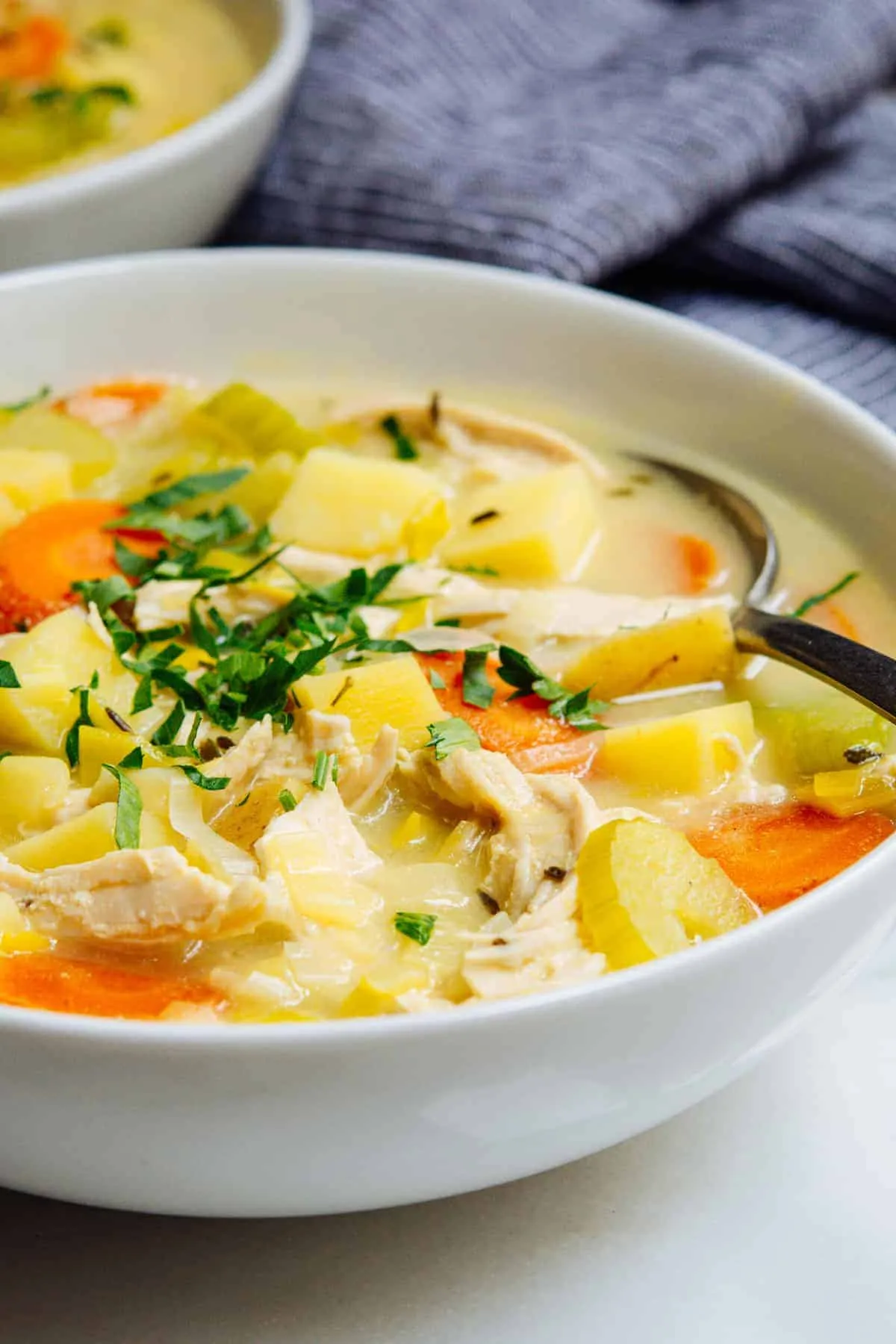 Chicken Potato and Fresh Coriander Soup