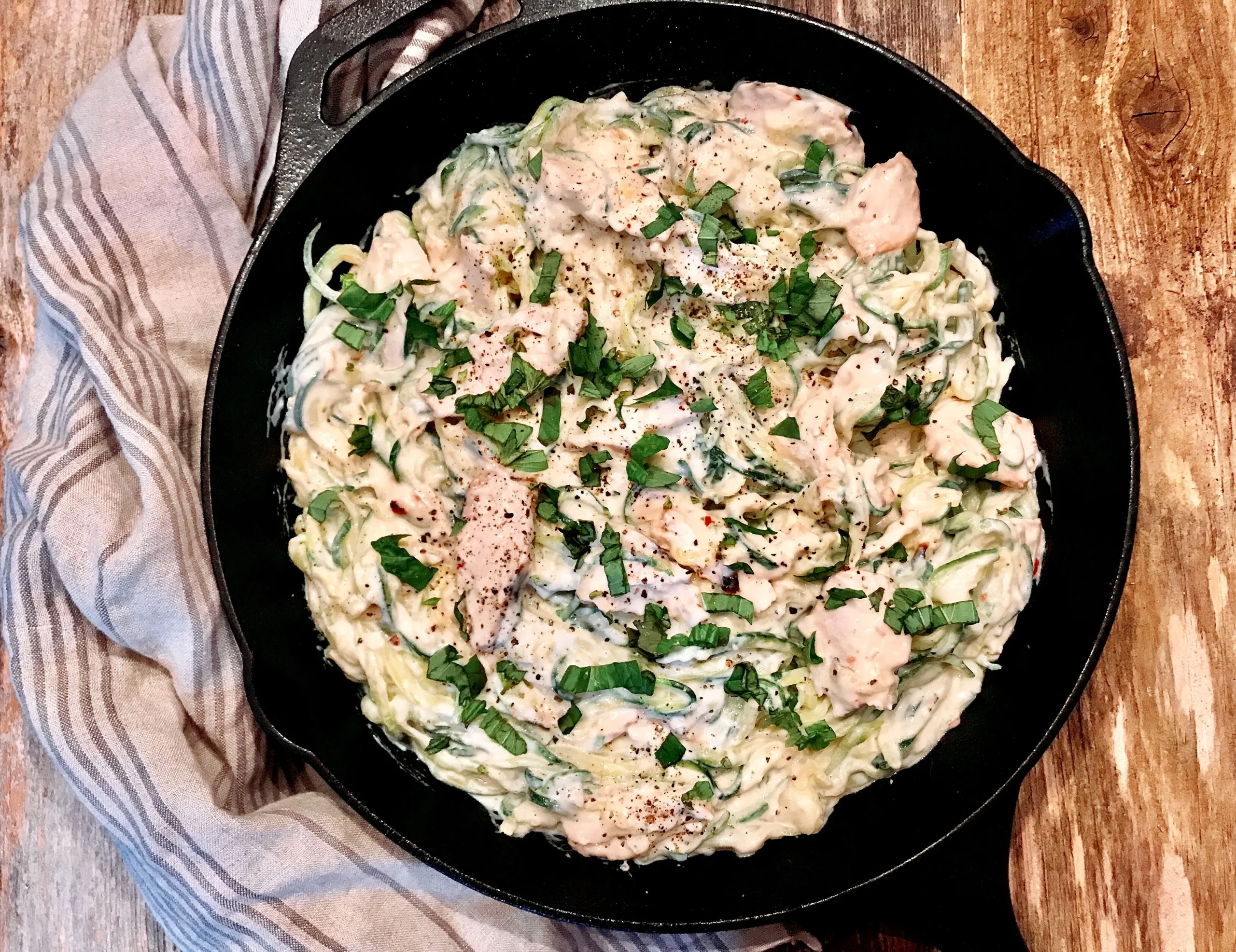 Chicken Zucchini Noodle Alfredo