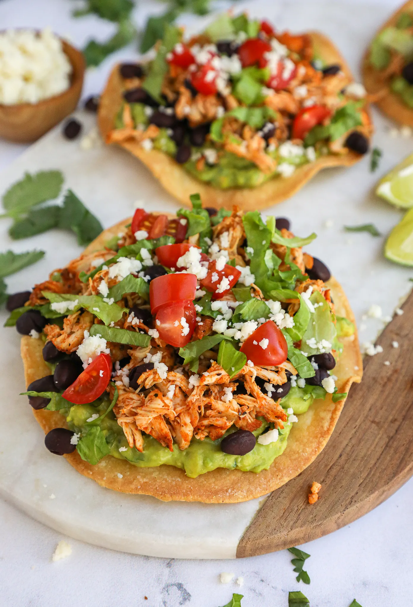 Chicken and Black Bean Guacamole Tostadas