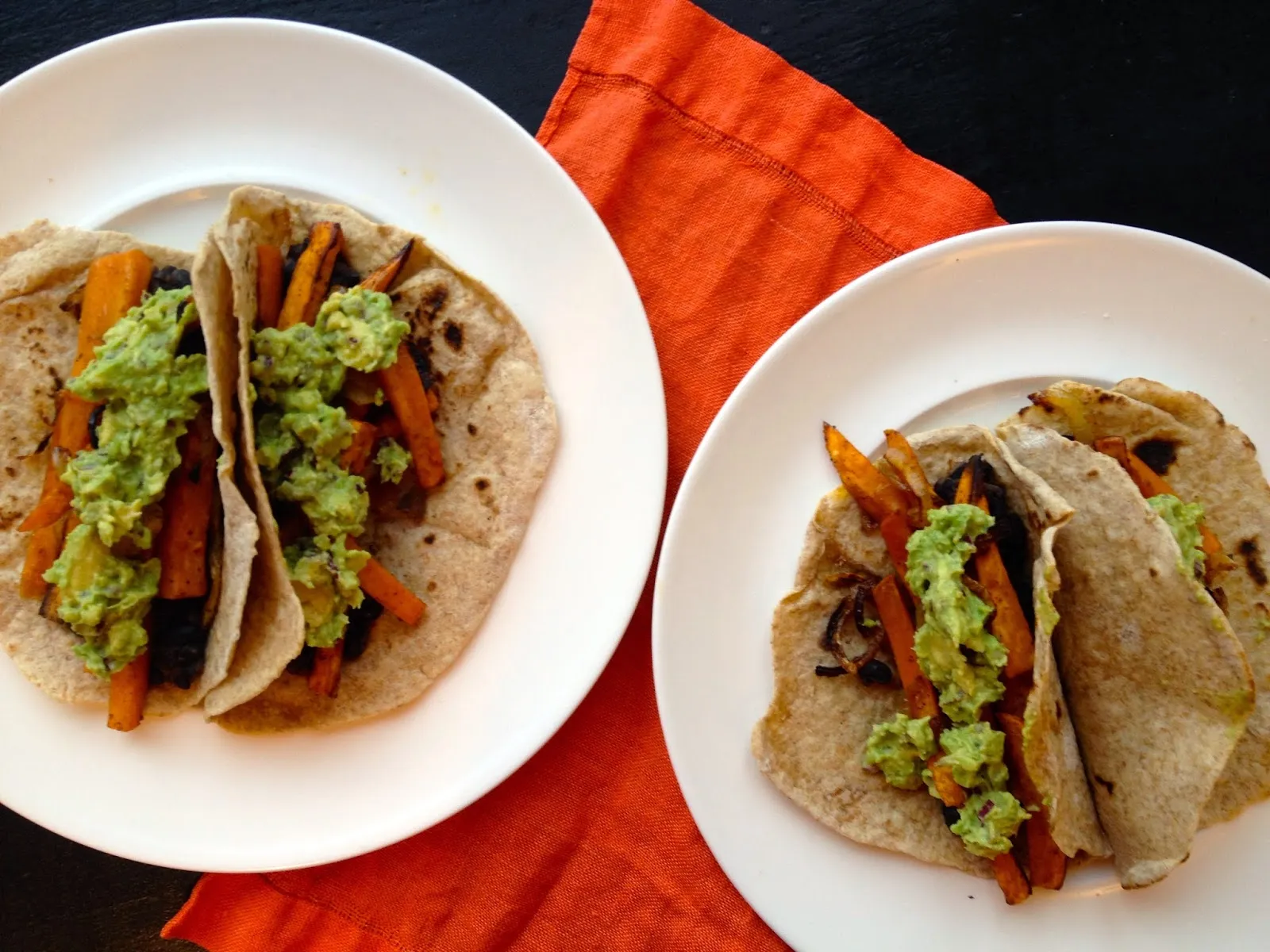 Chipotle Sweet Potato Black Bean and Guac Tacos