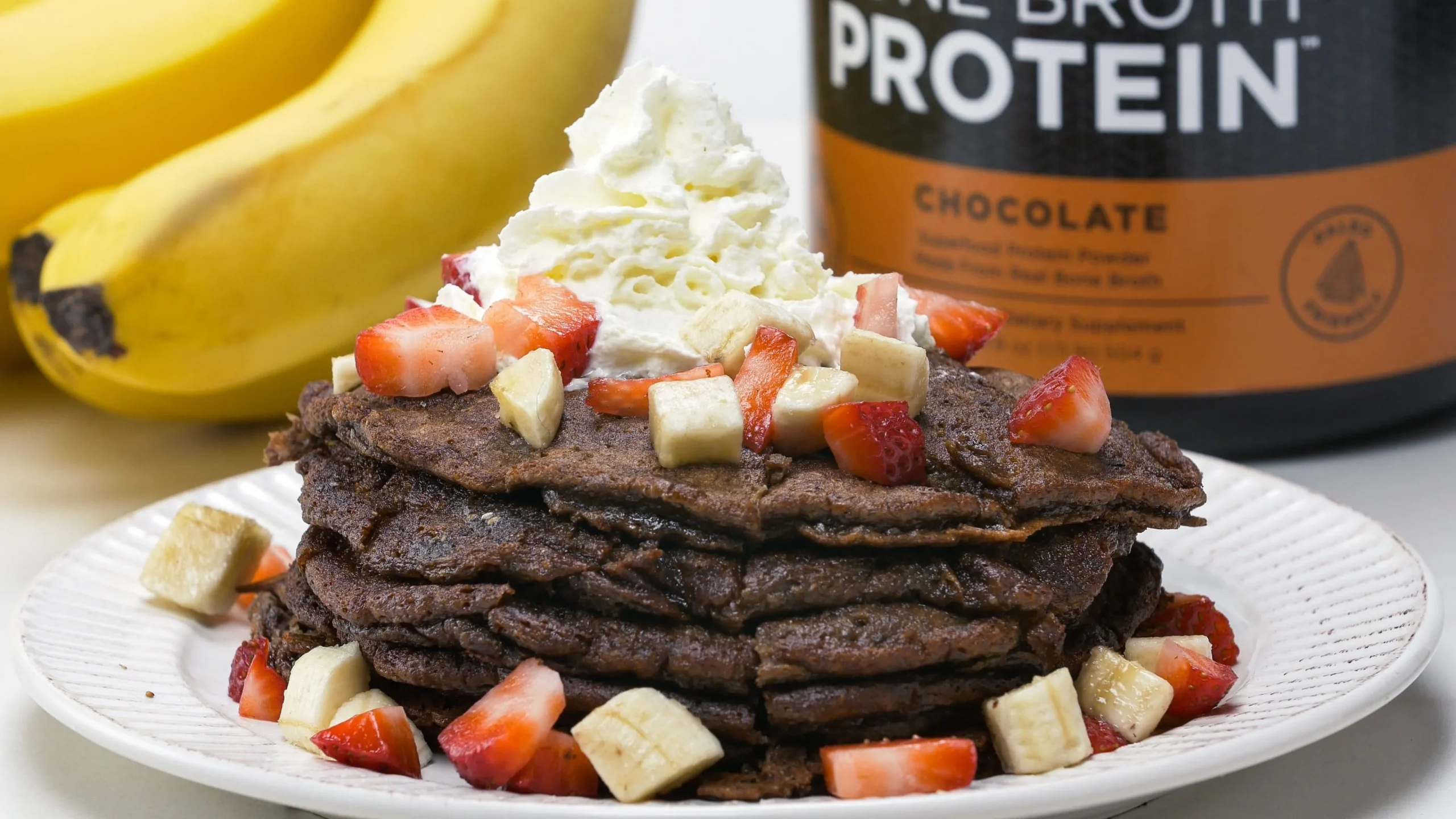 Chocolate Banana Protein Pancakes