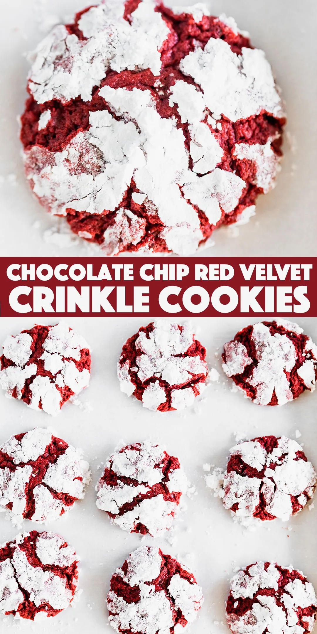 Chocolate Chip Red Velvet Crinkle Cookies